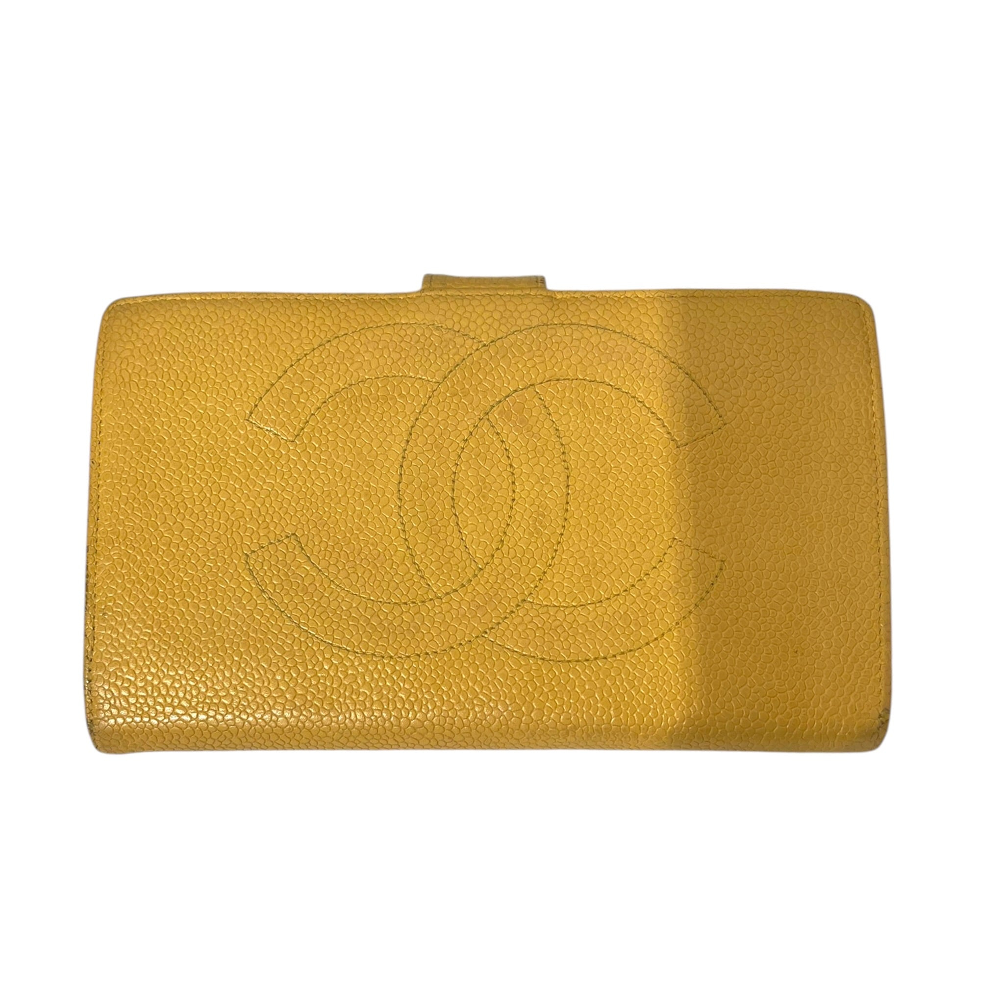 CHANEL/Wallet/Leather/YEL/L's/THIN LOGO CAVIAR WALLET view 1