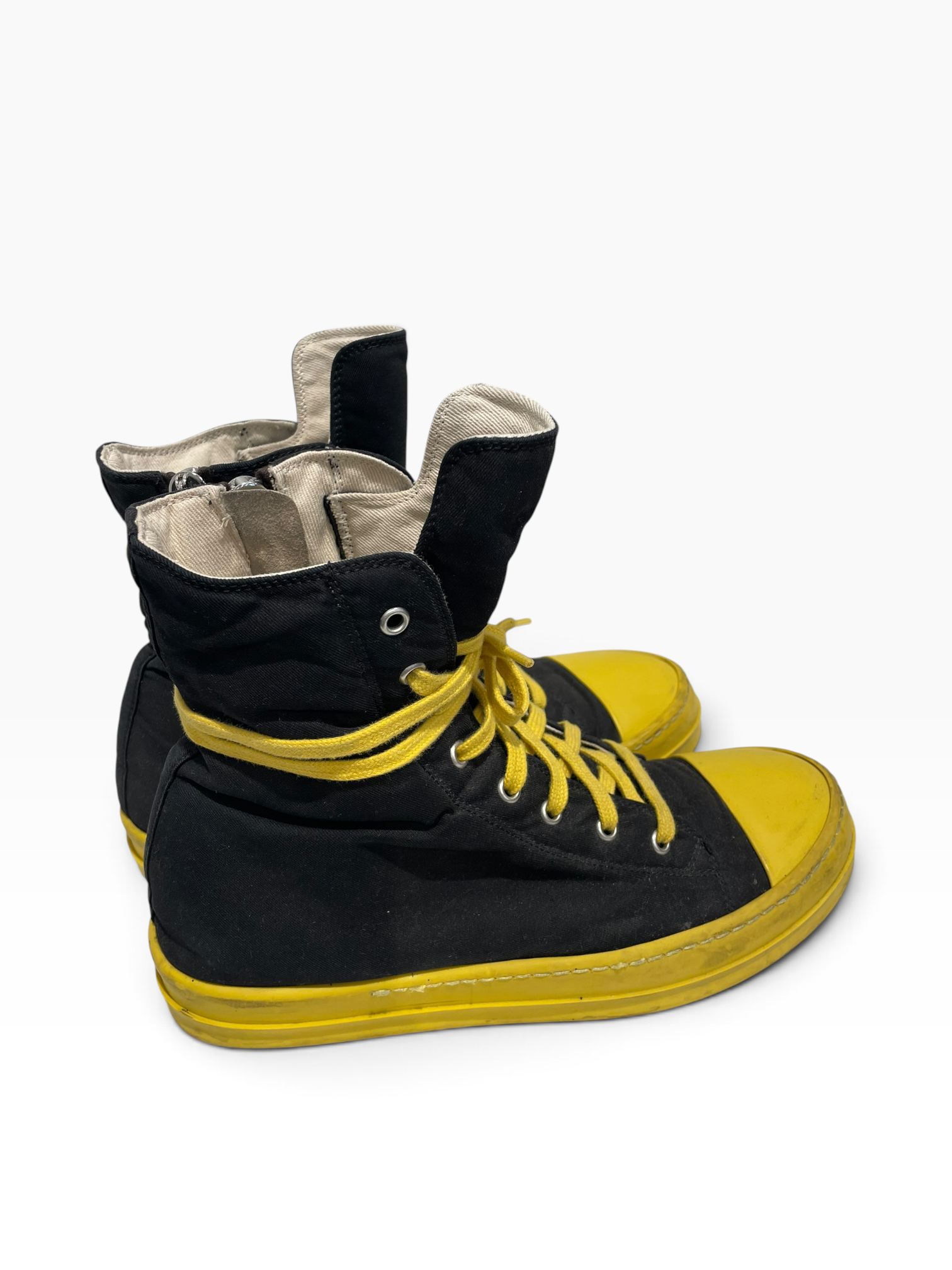 RICK OWENS DRKSHDW/Hi-Sneakers/EU 41/Cotton/BLK/Yellow Ramones view 2
