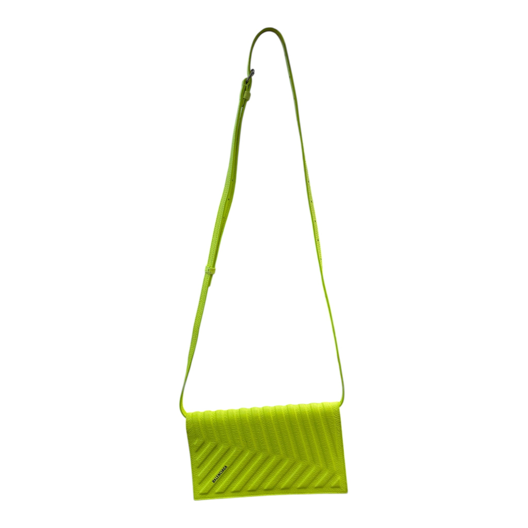 BALENCIAGA/Cross Body Bag/Leather/YEL/neon yellow w/ texture view 1