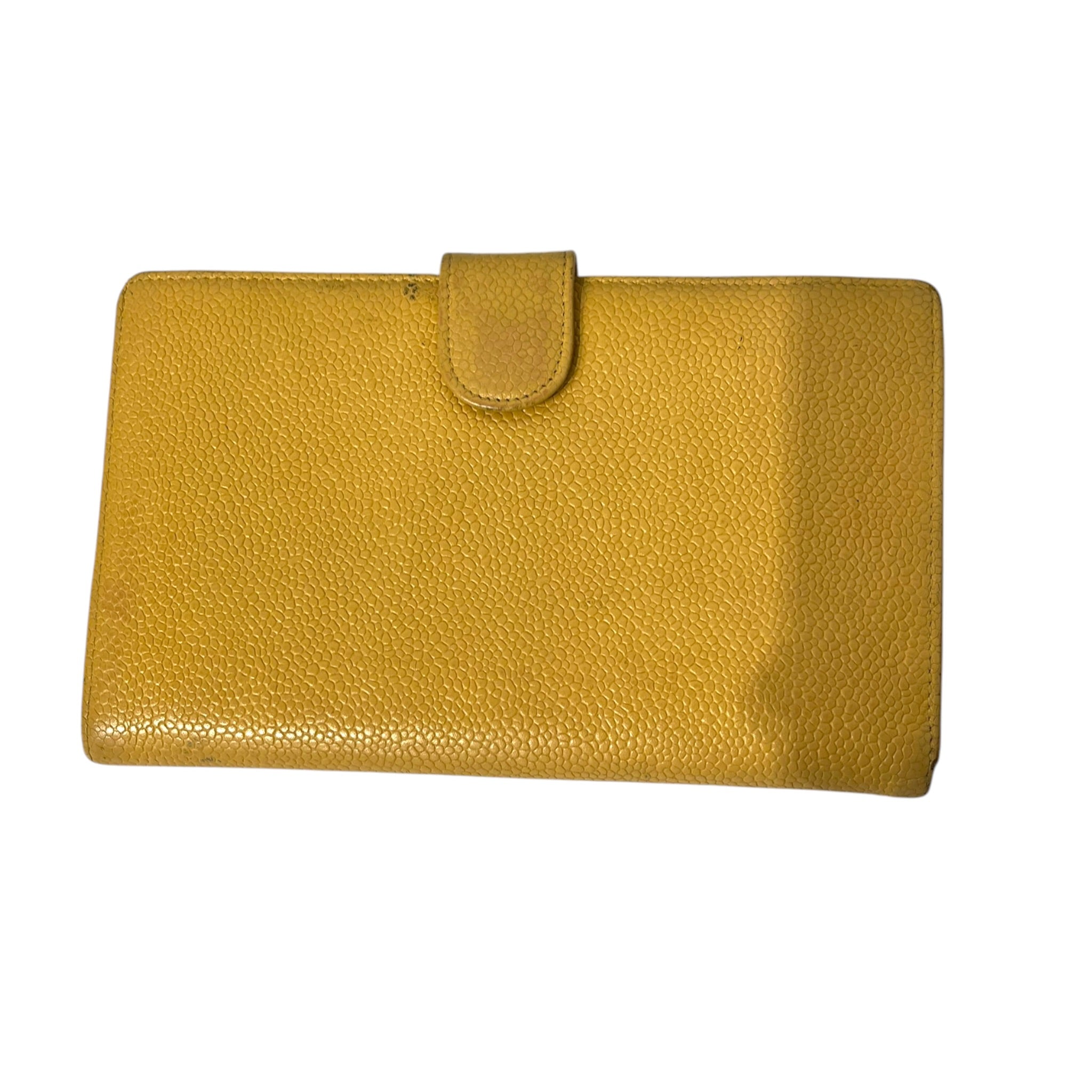 CHANEL/Wallet/Leather/YEL/L's/THIN LOGO CAVIAR WALLET view 2
