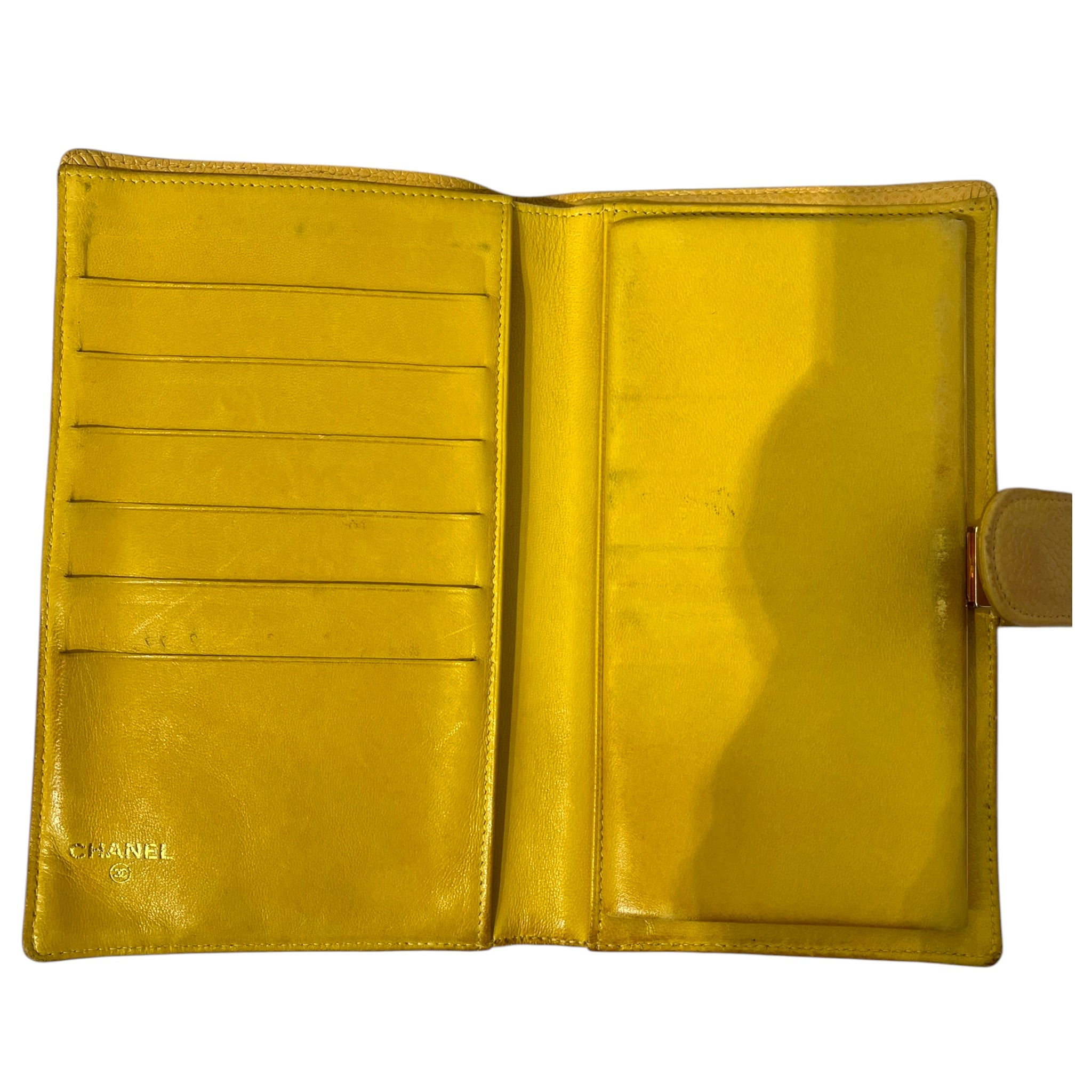 CHANEL/Wallet/Leather/YEL/L's/THIN LOGO CAVIAR WALLET view 3