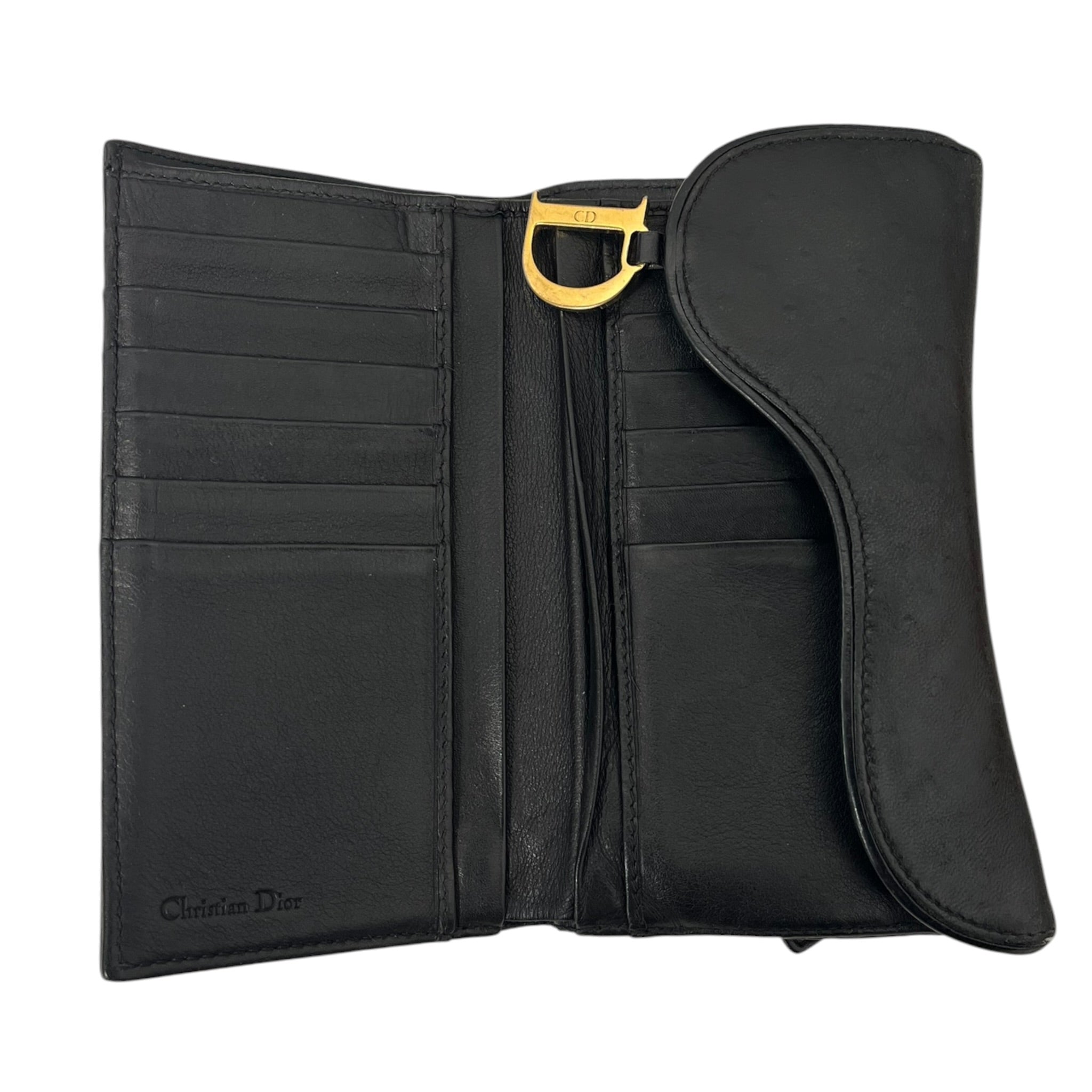 Christian Dior/Wallet/Leather/BLK/L's/SADDLE GOLD 'D' LOGO view 3