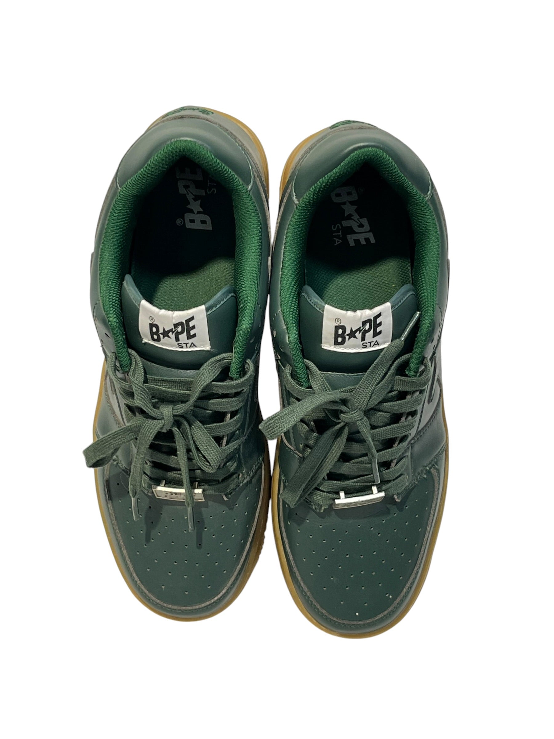 BAPE STA!/Low-Sneakers/US 12/Leather/GRN/olive green view 3