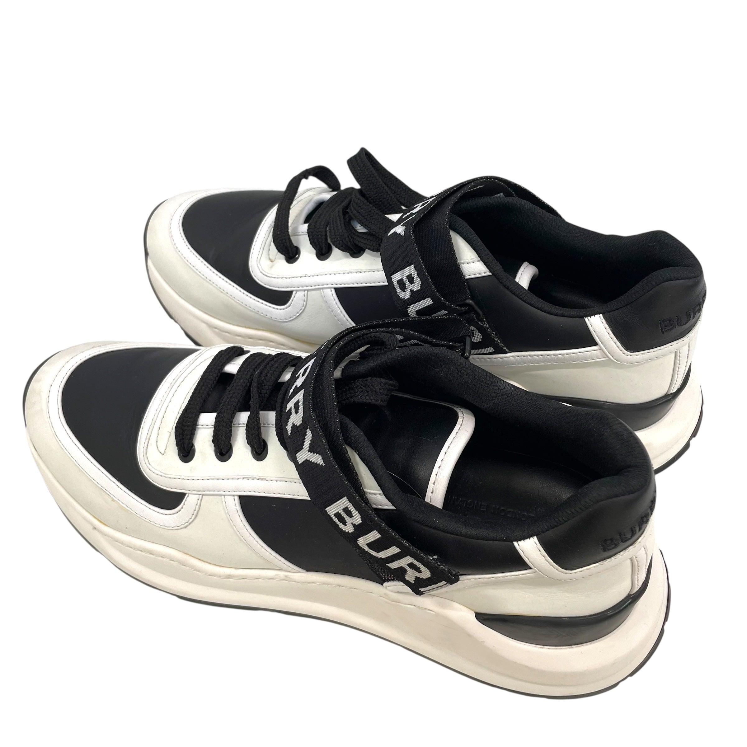 BURBERRY LONDON/Low-Sneakers/US 10/Leather/WHT/low trainers/blk view 2