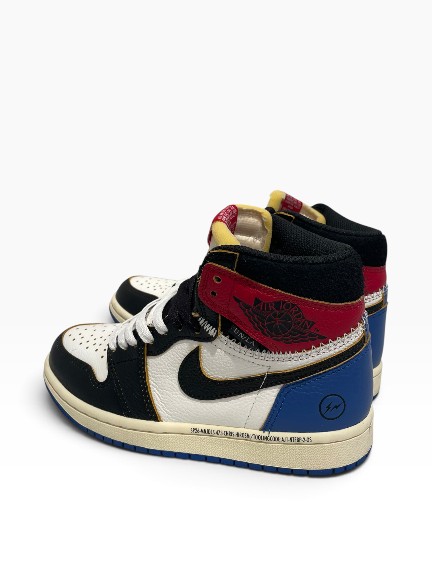 NIKE/FRAGMENT/UNION/Hi-Sneakers/US 5.5/Border/Leather/WHT/jordan 1 varsity red view 2