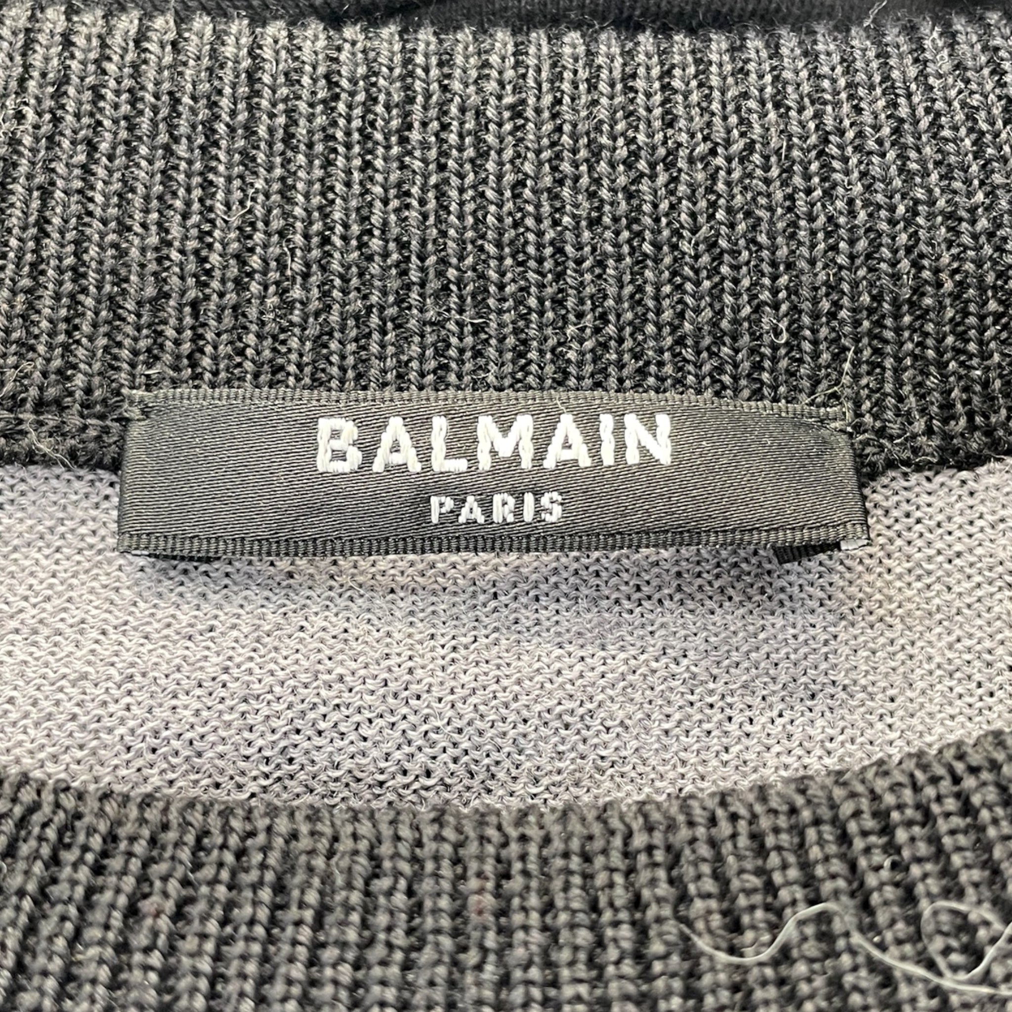 BALMAIN/Sweater/L/Cotton/GRY/gry blk detail/ balmain paris view 3
