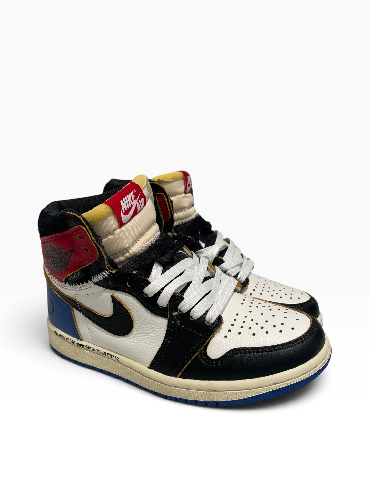 NIKE/FRAGMENT/UNION/Hi-Sneakers/US 5.5/Border/Leather/WHT/jordan 1 varsity red view 1