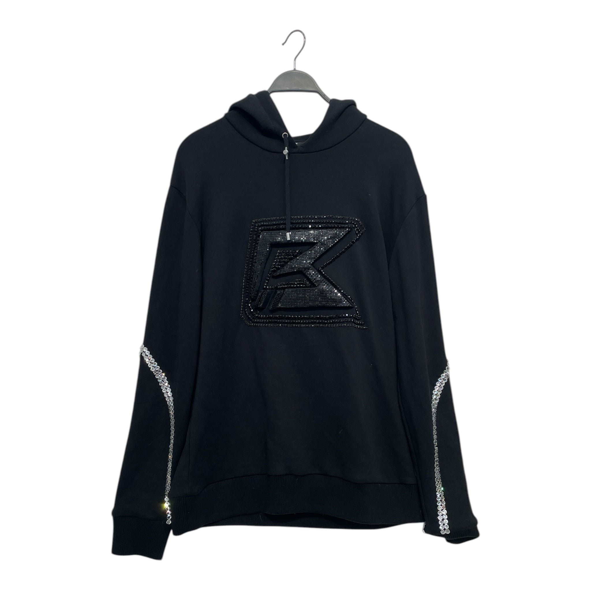 BALMAIN/Hoodie/L/Cotton/BLK/crystal-embellished hoodie view 1