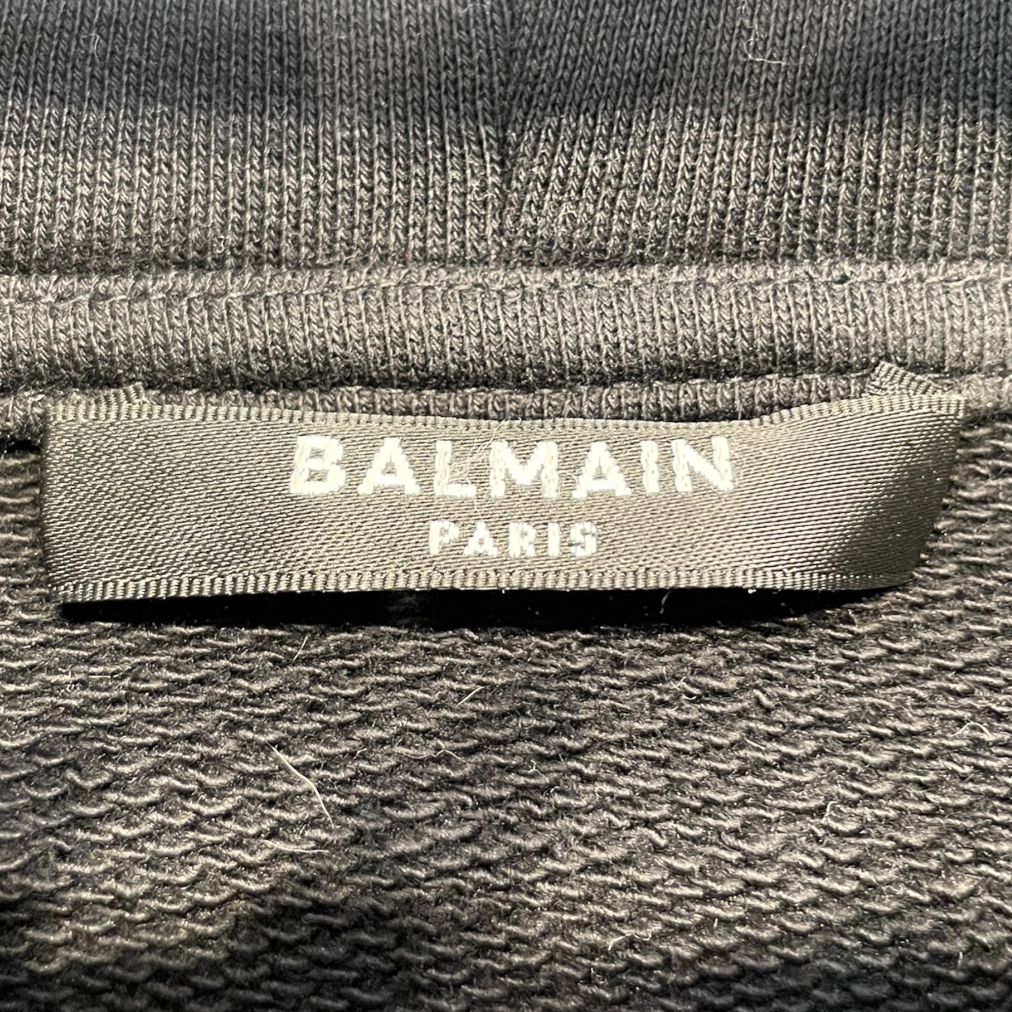 BALMAIN/Hoodie/L/Cotton/BLK/crystal-embellished hoodie view 3