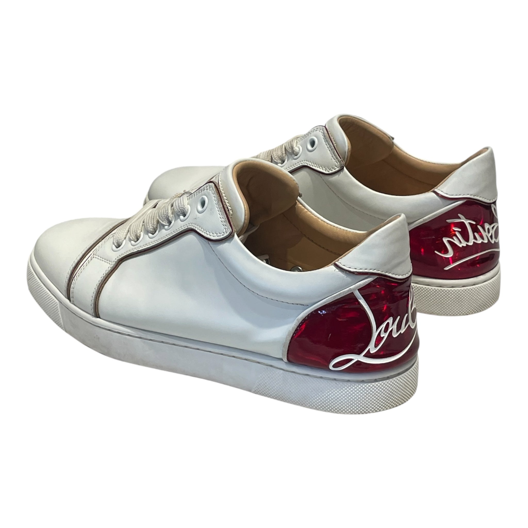 Christian Louboutin/Low-Sneakers/US 7.5/Leather/WHT/Red Metallic White Sneakers view 2