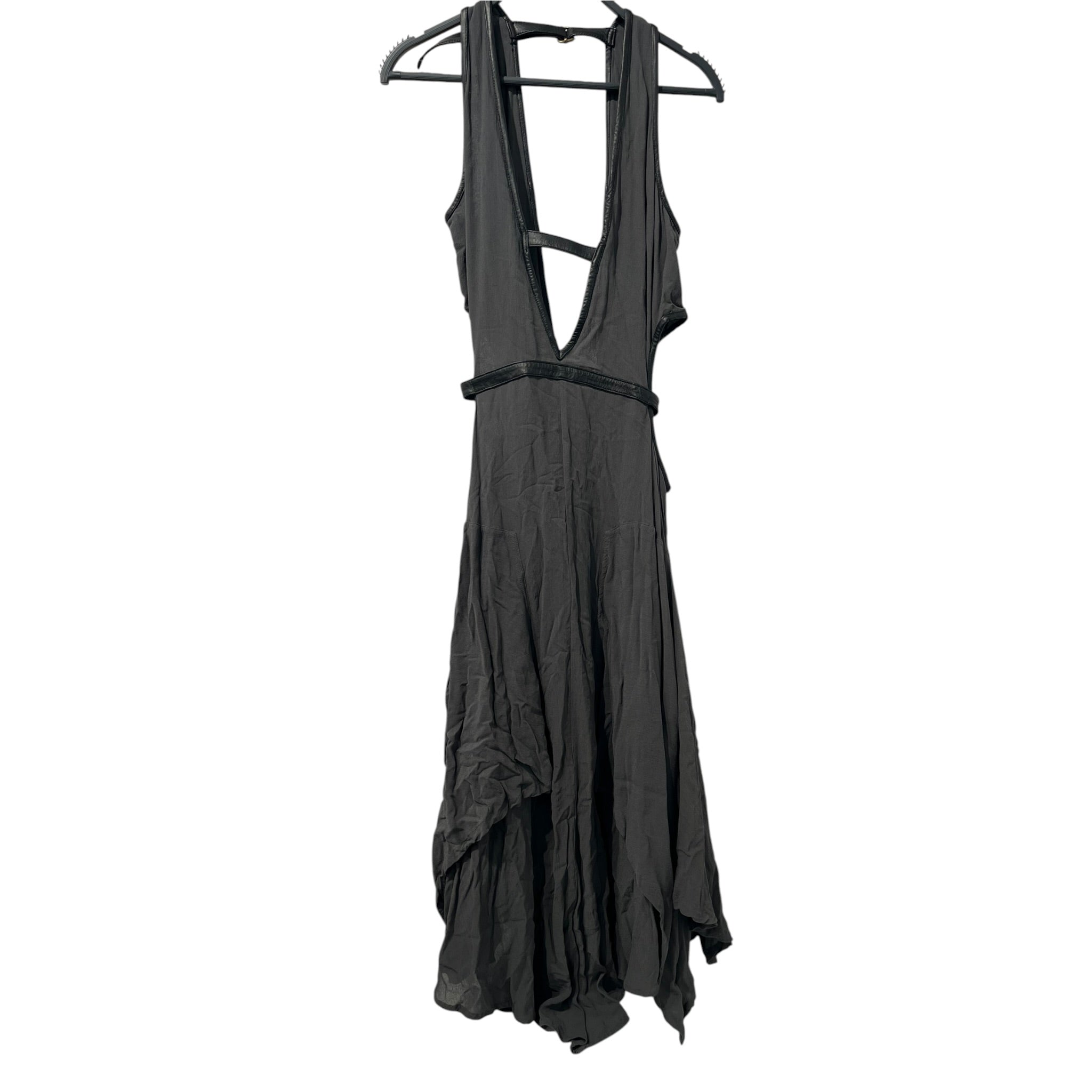 nicholas k/Camisole Dress/M/Polyester/GRY/Midi Length/lamp leather trim view 1