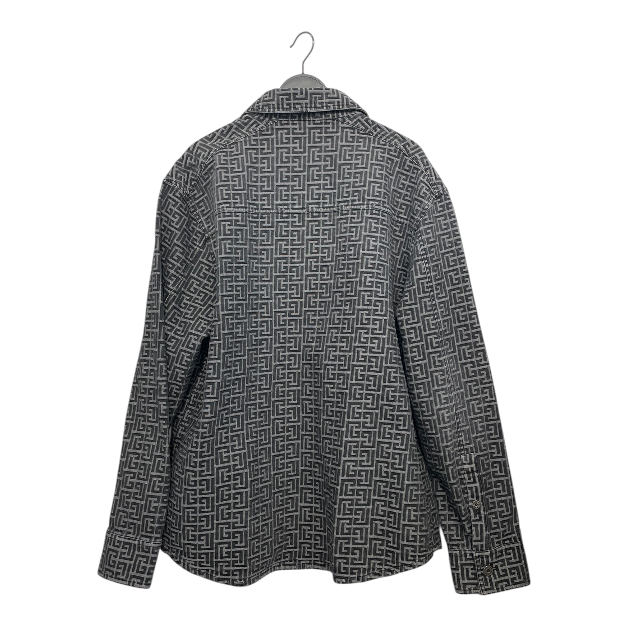 BALMAIN/LS Shirt/54/Cotton/GRY/Monogram/denim overshirt view 2