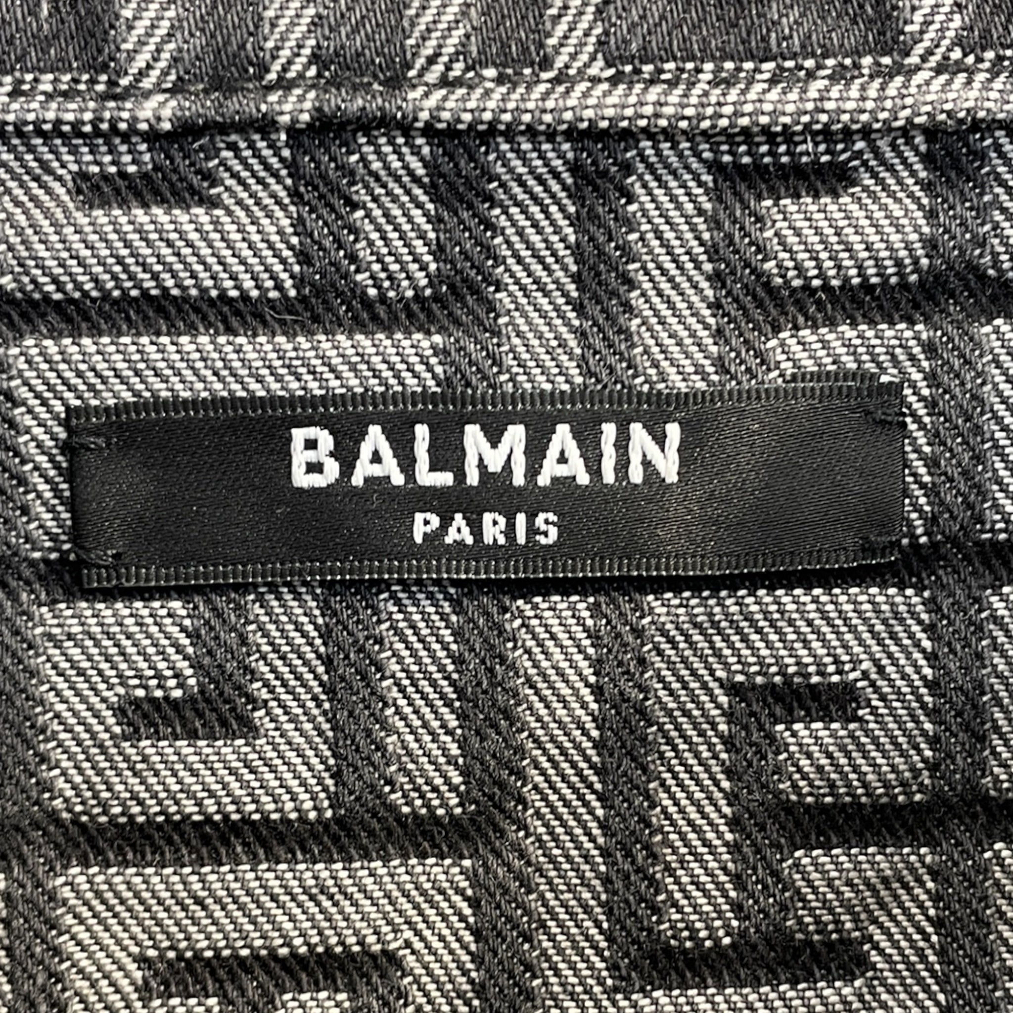 BALMAIN/LS Shirt/54/Cotton/GRY/Monogram/denim overshirt view 3