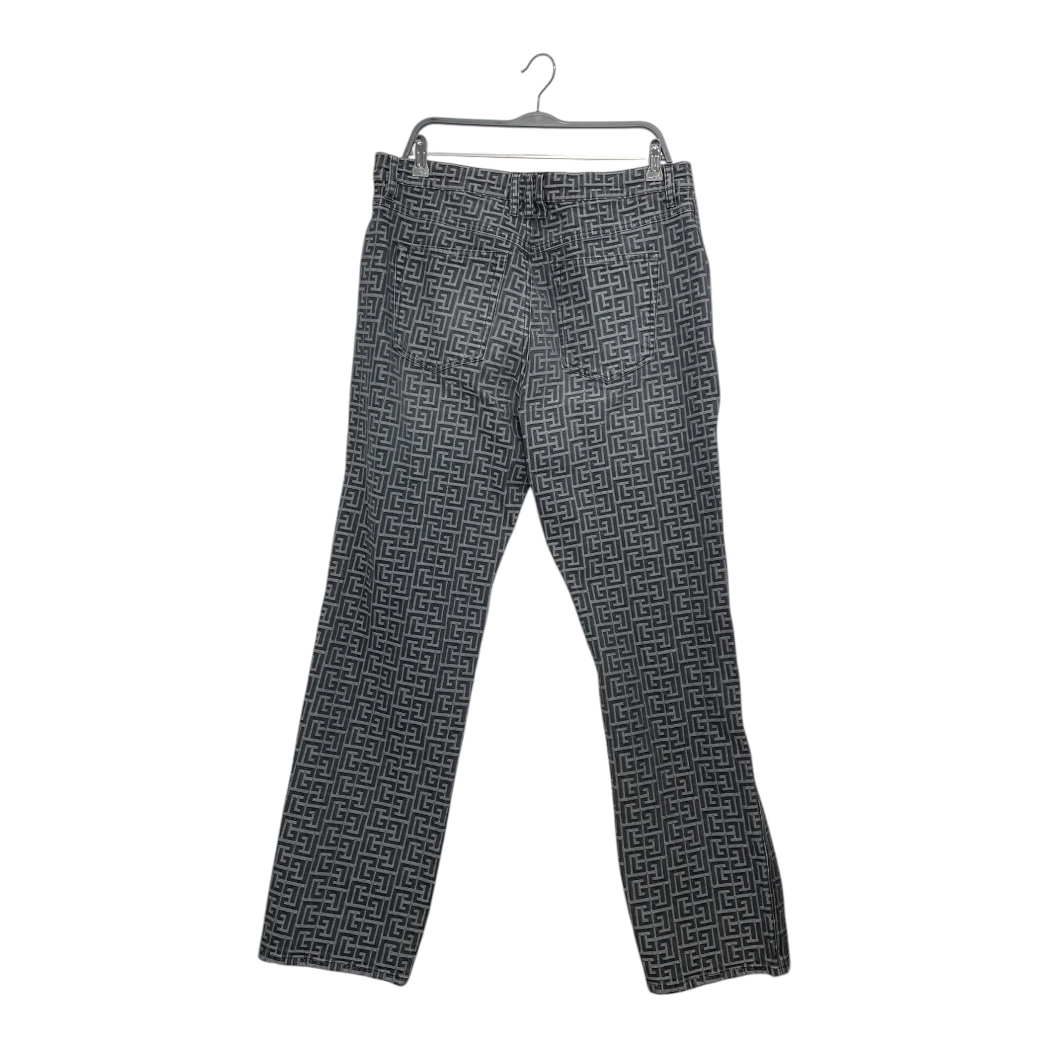 BALMAIN/Straight Pants/34/Cotton/GRY/Monogram/denim monogram pants view 2