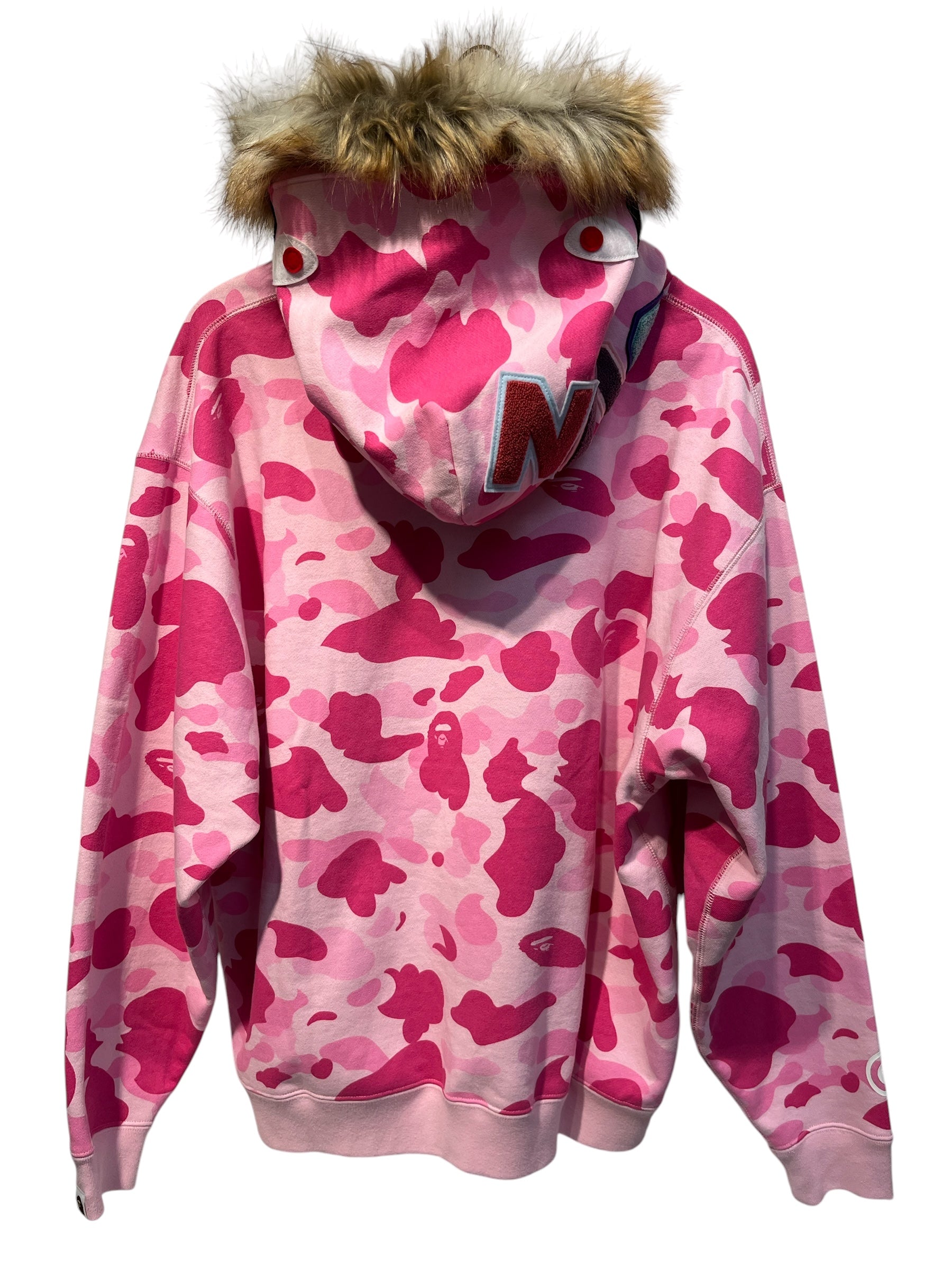 A BATHING APE/Zip Up Hoodie/L/All Over Print/Cotton/PNK/Don Toliver Faux Fur view 2