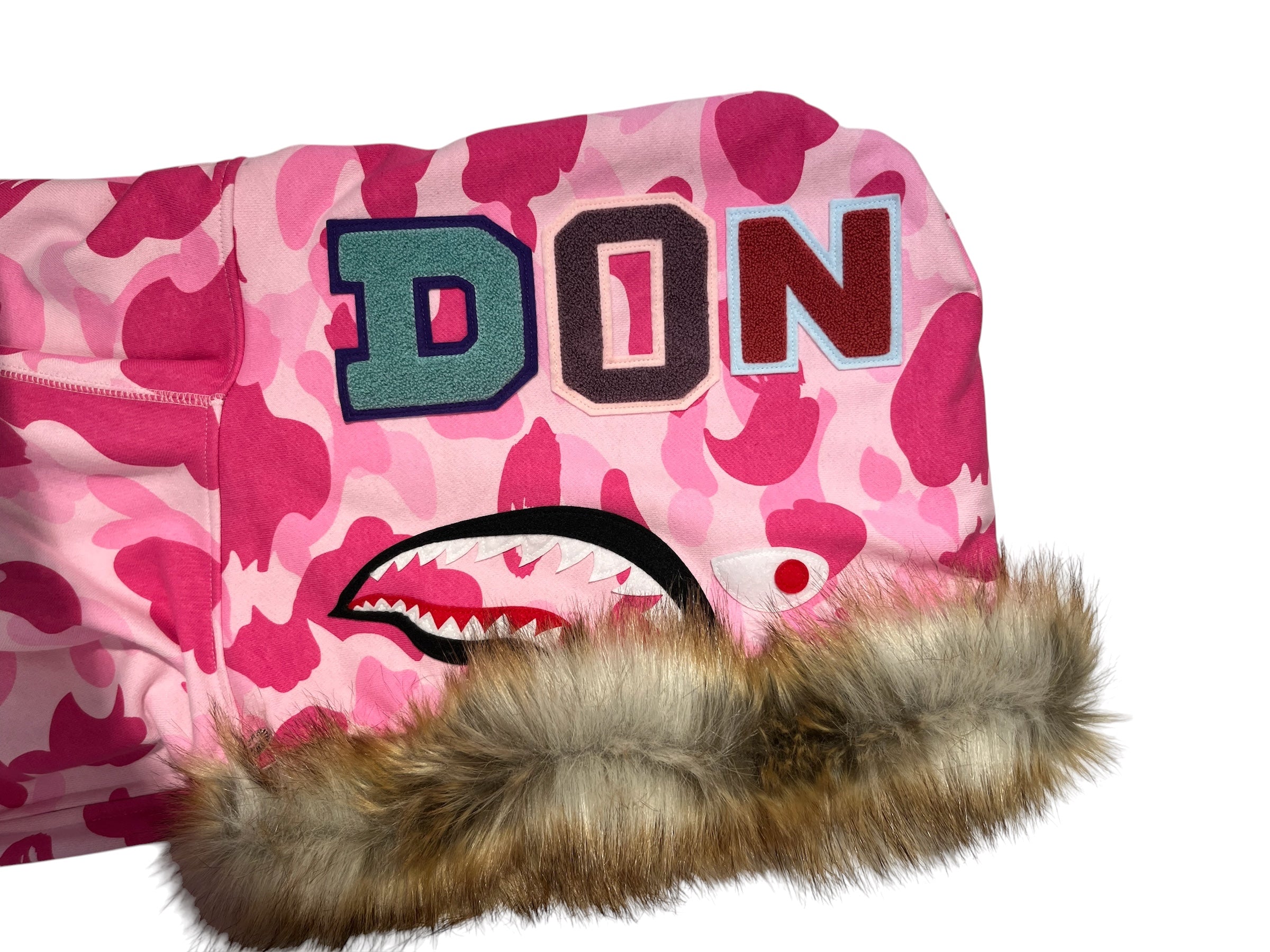 A BATHING APE/Zip Up Hoodie/L/All Over Print/Cotton/PNK/Don Toliver Faux Fur view 3