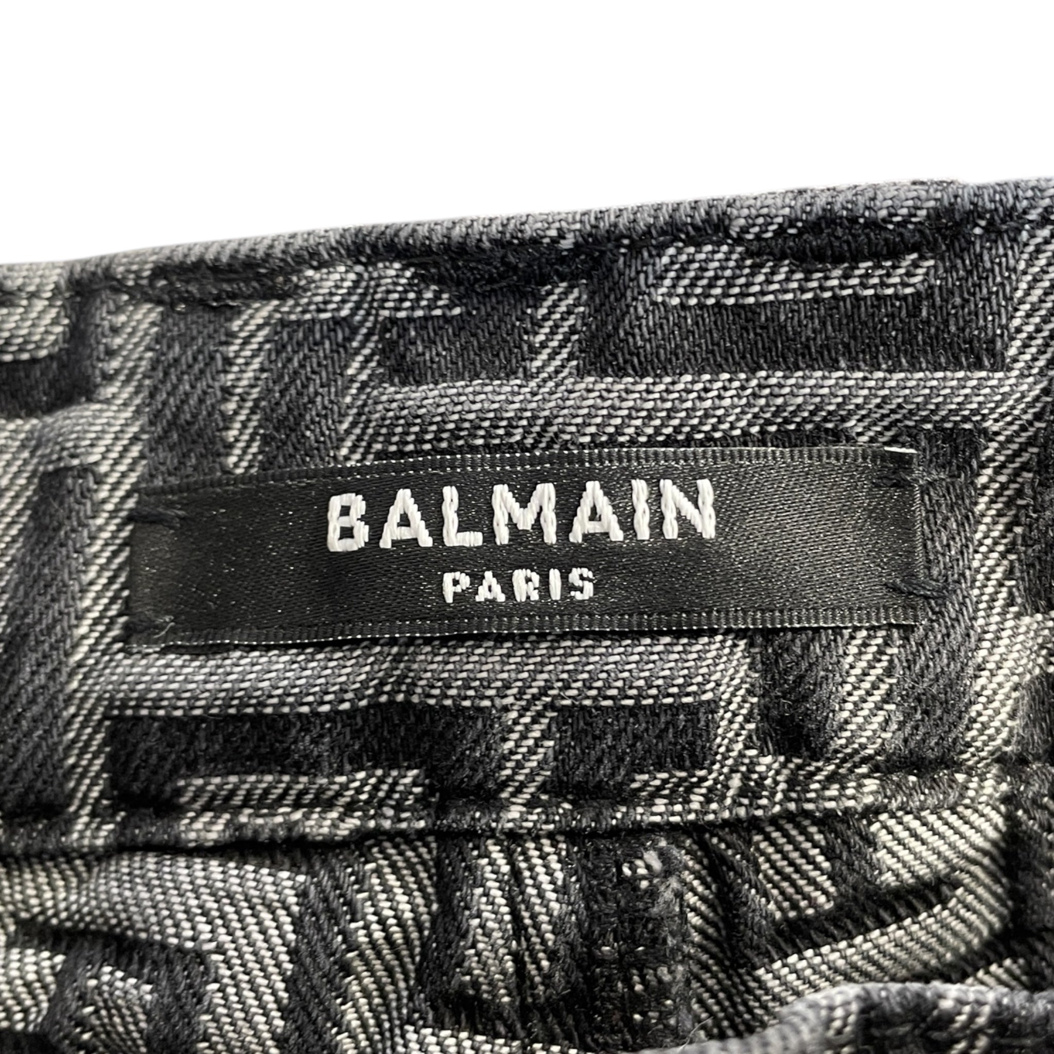 BALMAIN/Straight Pants/34/Cotton/GRY/Monogram/denim monogram pants view 3