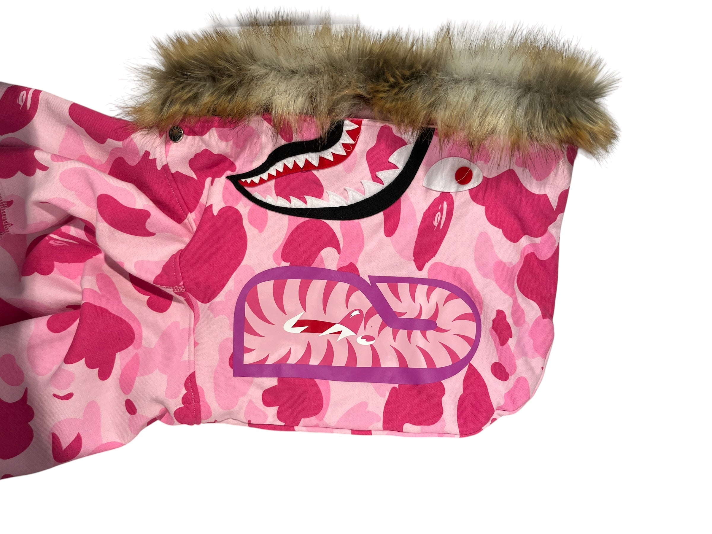 A BATHING APE/Zip Up Hoodie/L/All Over Print/Cotton/PNK/Don Toliver Faux Fur view 4