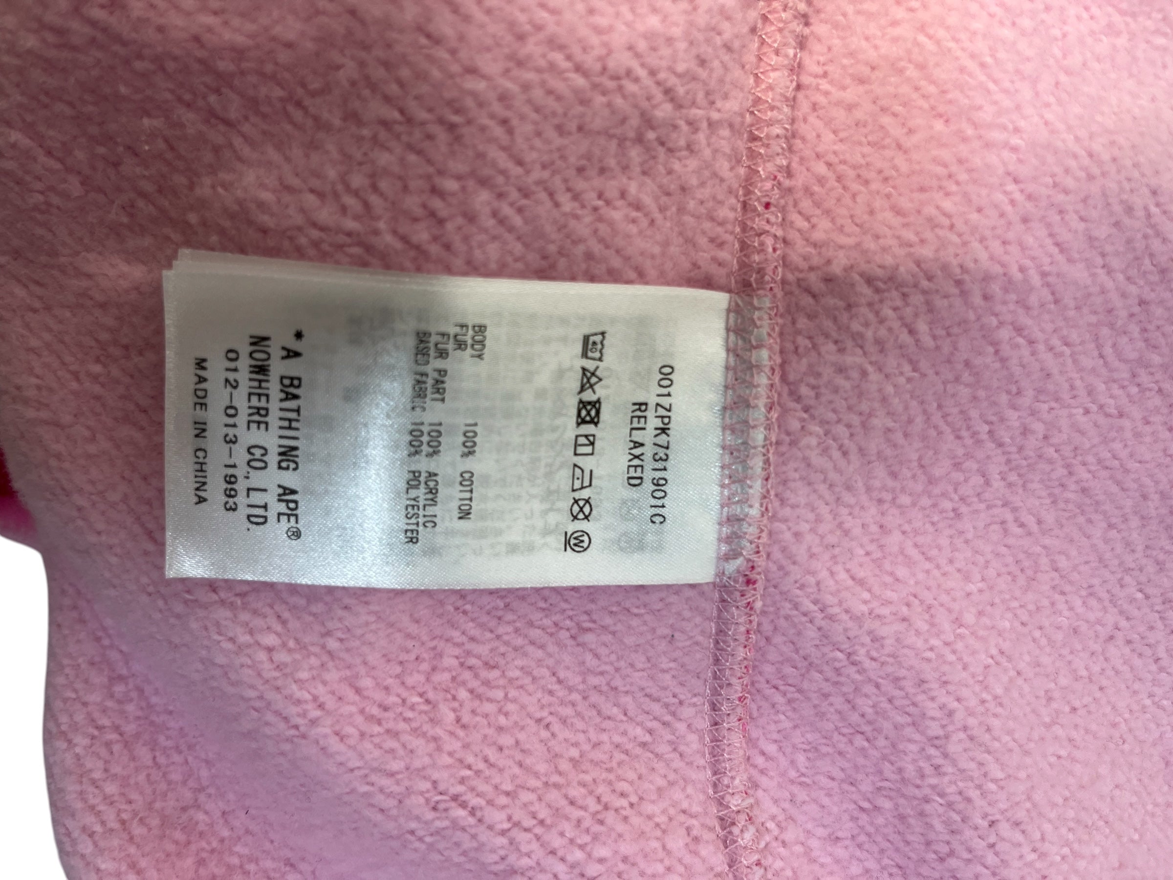 A BATHING APE/Zip Up Hoodie/L/All Over Print/Cotton/PNK/Don Toliver Faux Fur view 7