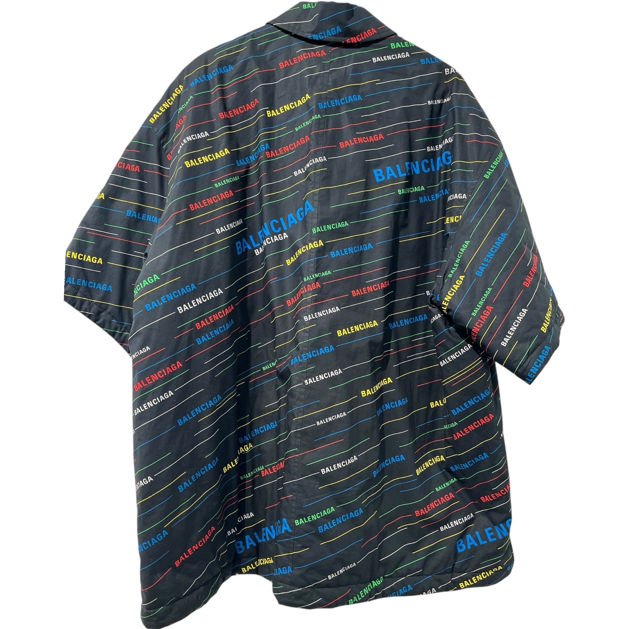 BALENCIAGA/SS Shirt/48/Nylon/BLK/All Over Print/REPEAT LOGO STRIPED PADDED view 2