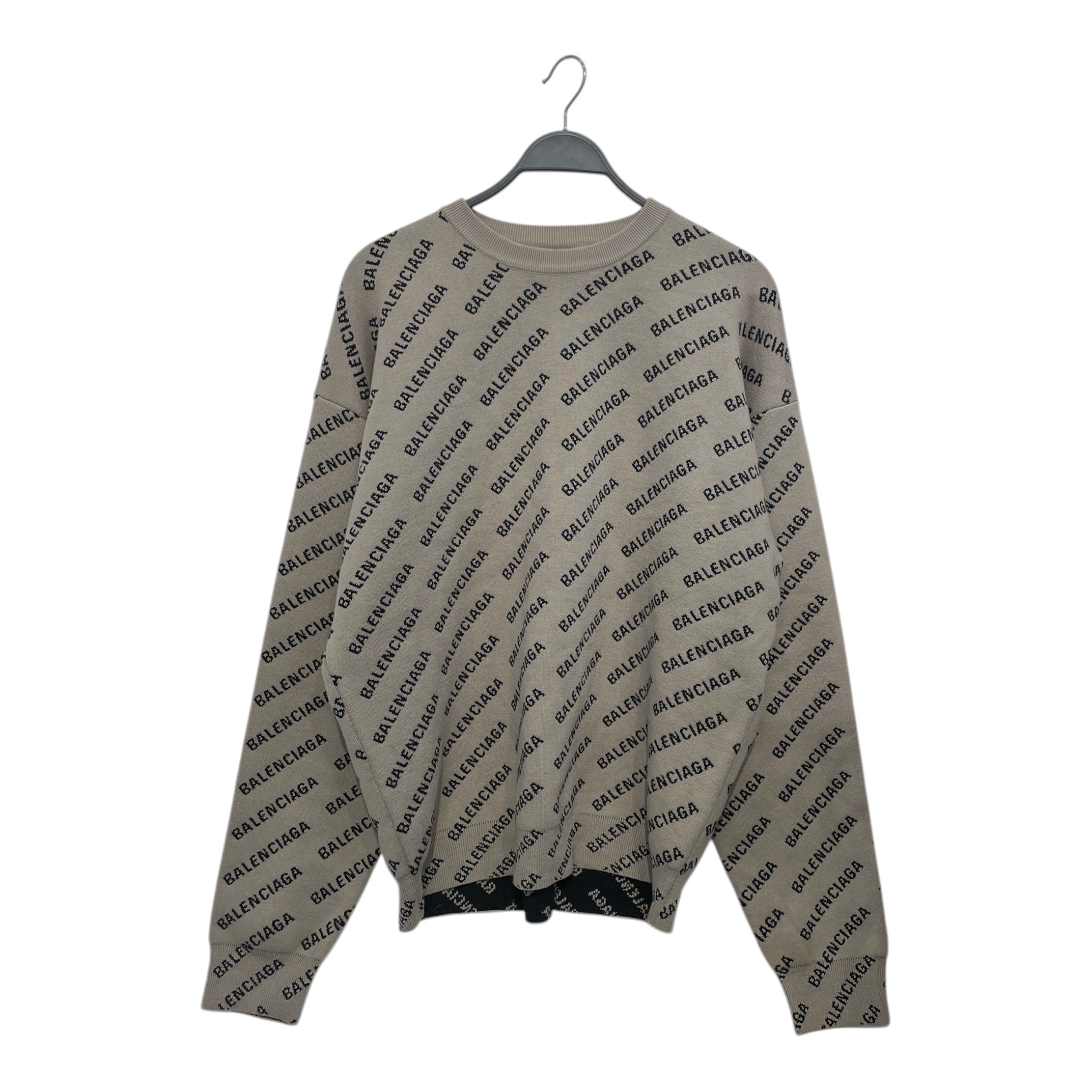 BALENCIAGA/Heavy Sweater/M/All Over Print/Cotton/BEG/balenciaga all over blk inside view 1