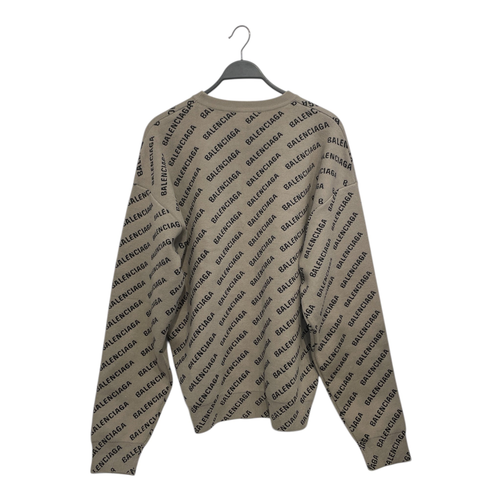 BALENCIAGA/Heavy Sweater/M/All Over Print/Cotton/BEG/balenciaga all over blk inside view 2