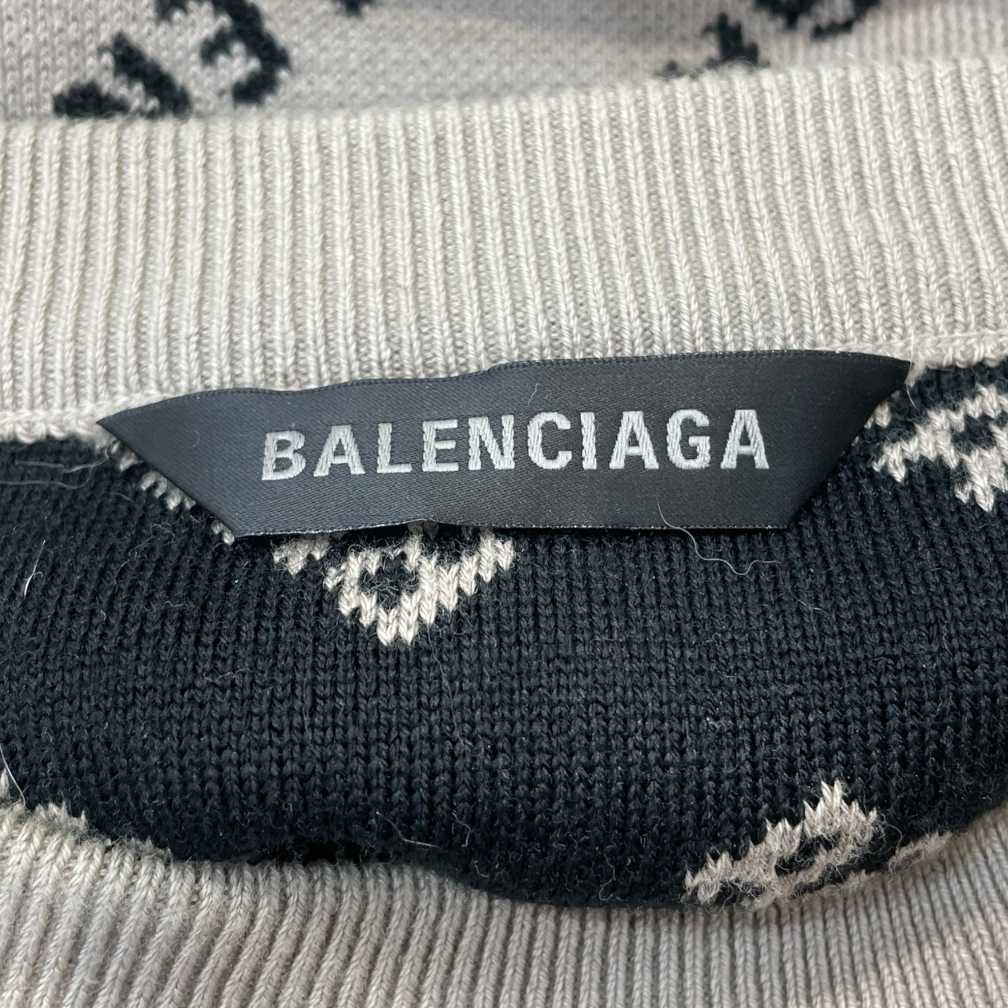 BALENCIAGA/Heavy Sweater/M/All Over Print/Cotton/BEG/balenciaga all over blk inside view 3
