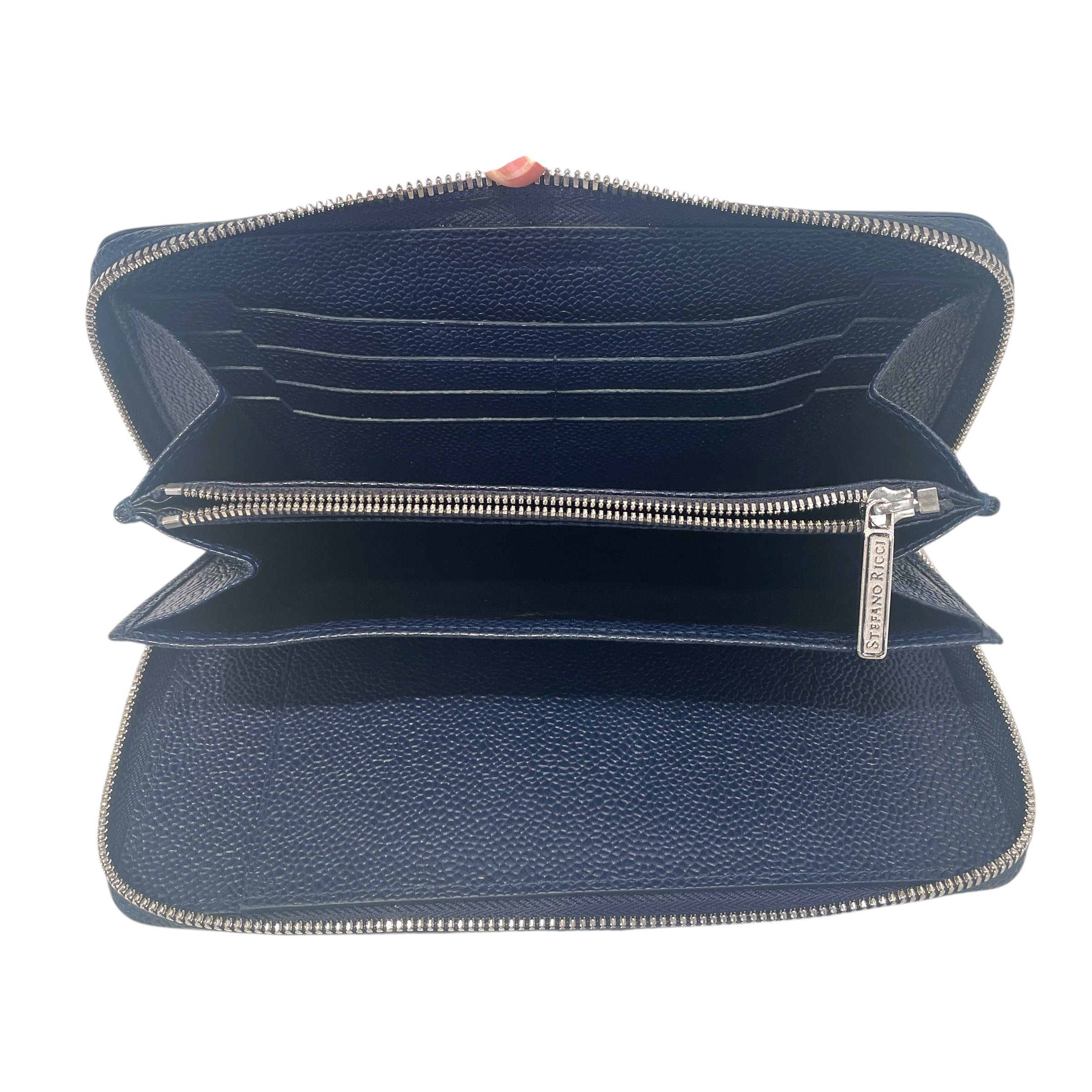 Stefano Ricci/Bifold Wallet/Leather/NVY/Zipper view 2