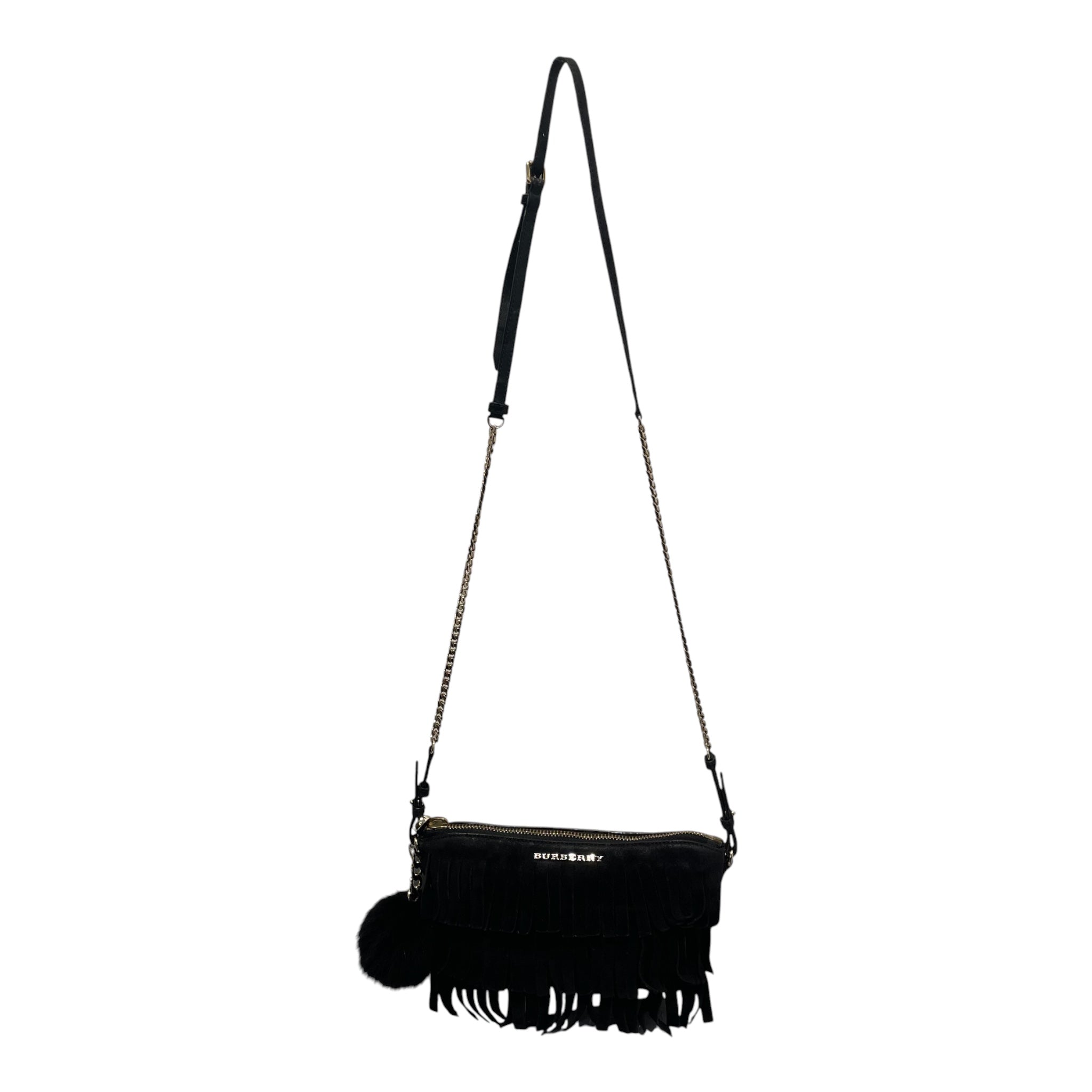 BURBERRY LONDON/Cross Body Bag/Suede/BLK/FRINGE PEYTON GOLD CHAIN view 2