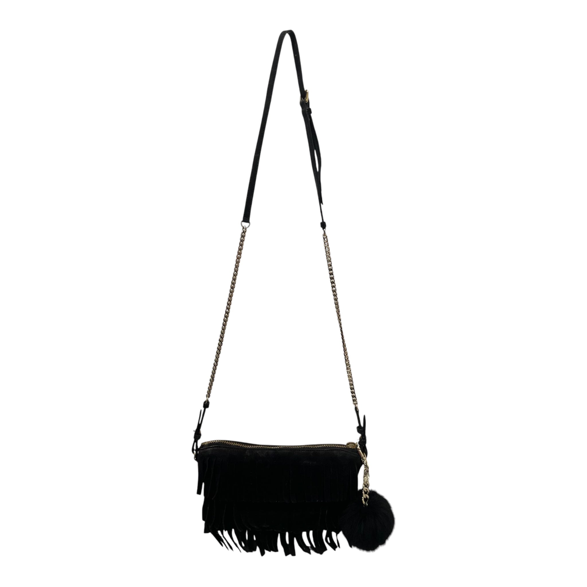 BURBERRY LONDON/Cross Body Bag/Suede/BLK/FRINGE PEYTON GOLD CHAIN view 1