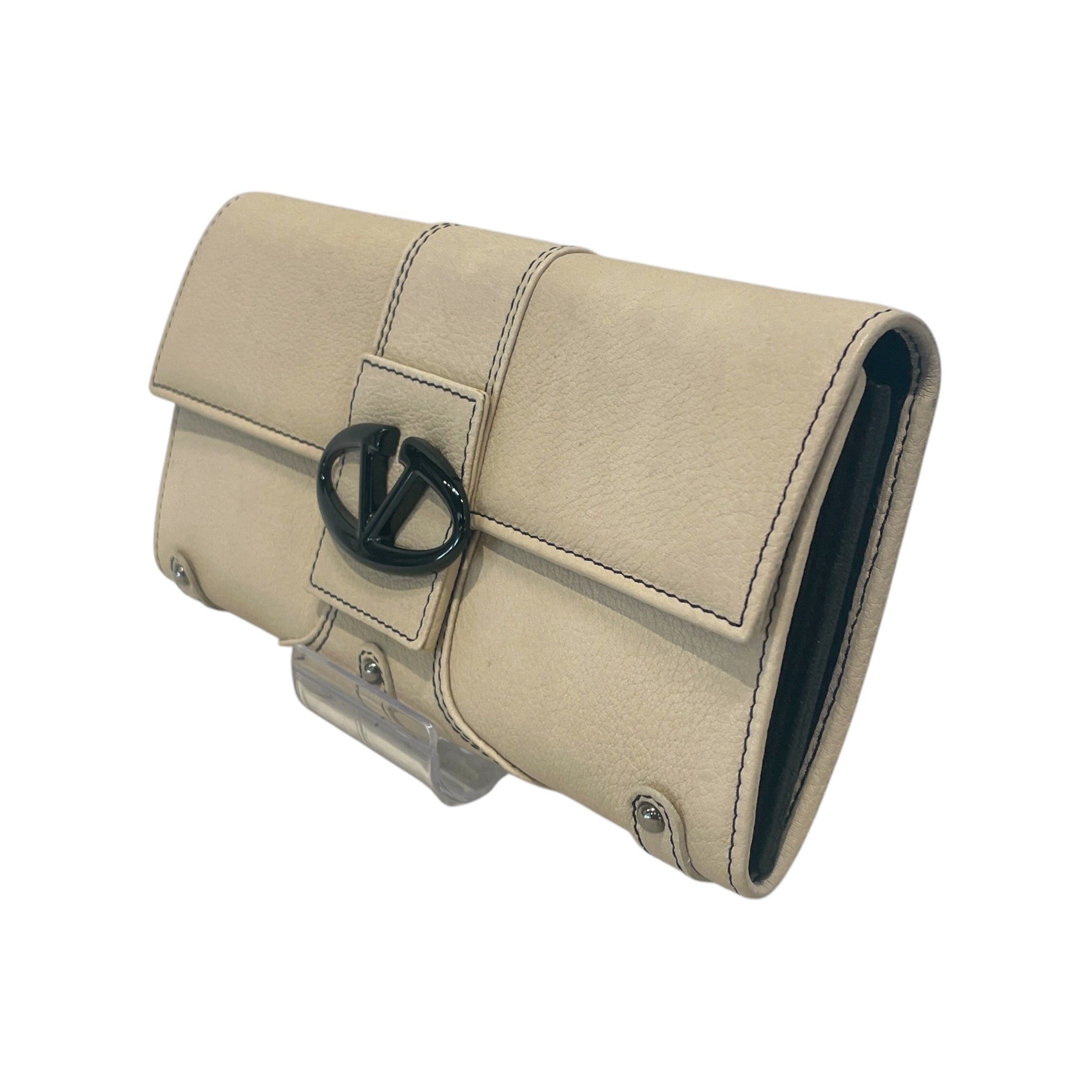 VALENTINO GARAVANI/Long Wallet/Leather/WHT/Vlogo view 1