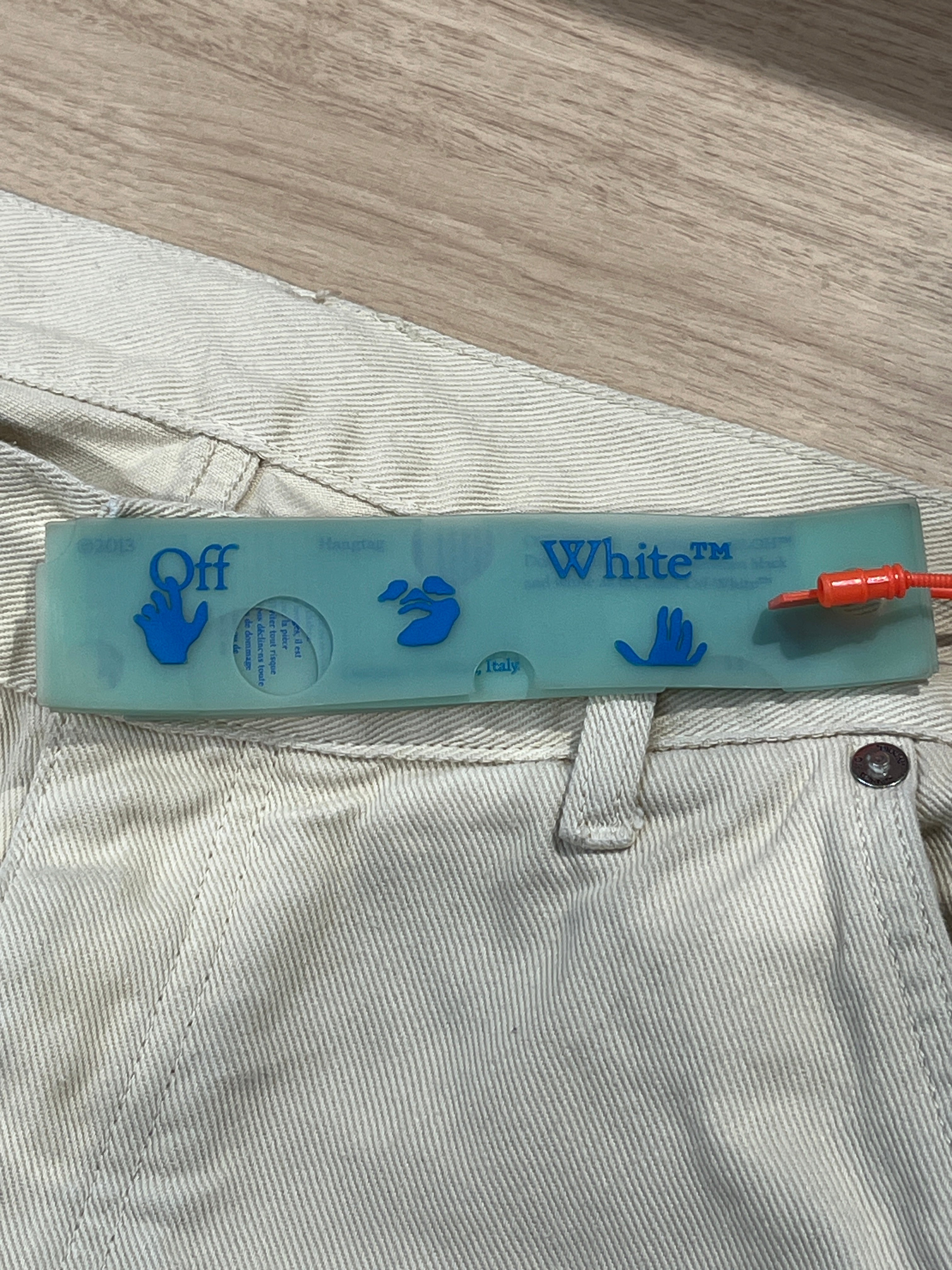 OFF-WHITE/Bootcut Pants/30/Cotton/WHT/Varsity Double Knee view 6