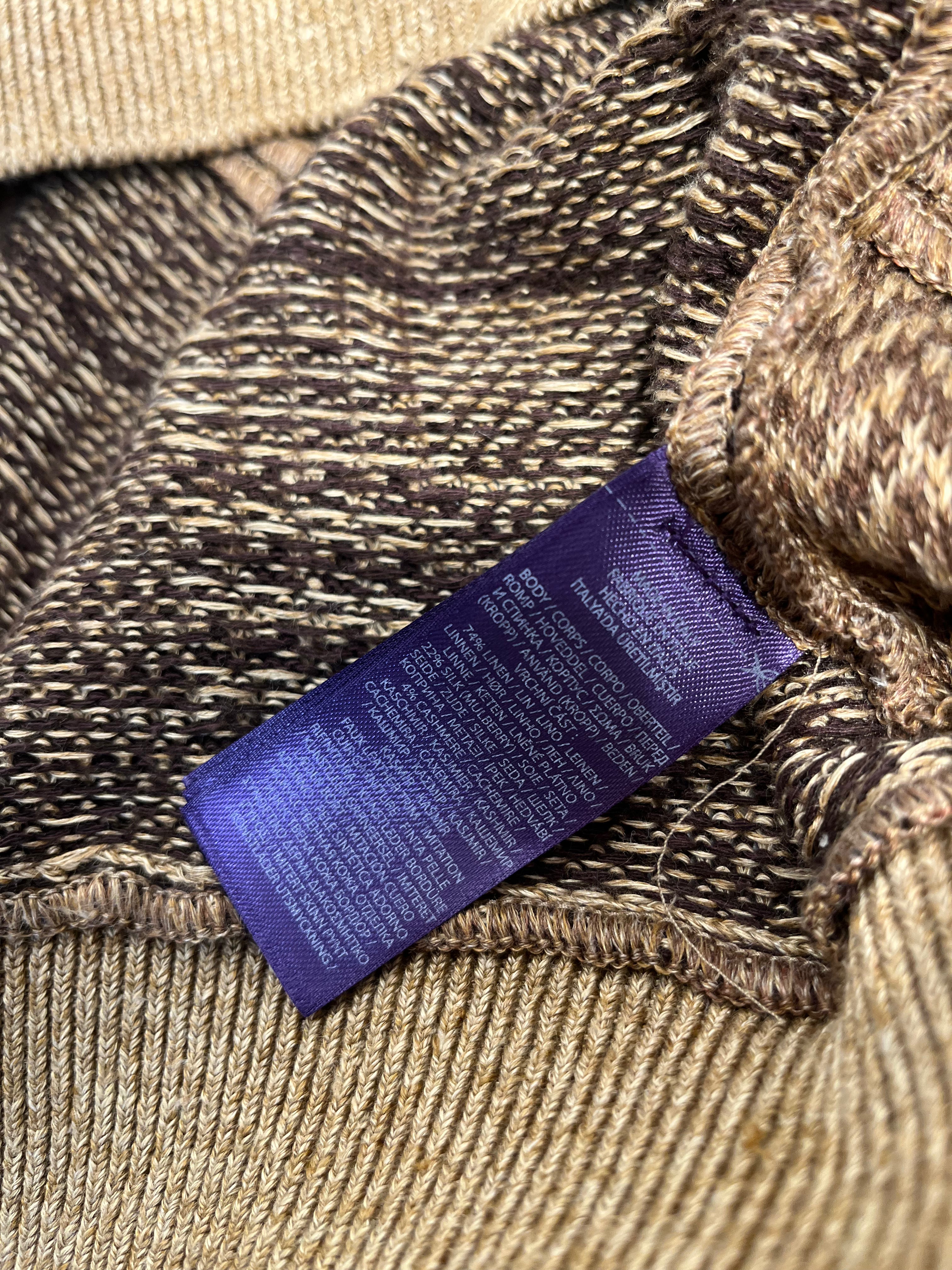 RALPH LAUREN PURPLE LABEL/Cardigan/L/Linen/CML/PATCHWORK KNIT CARDIGAN view 4
