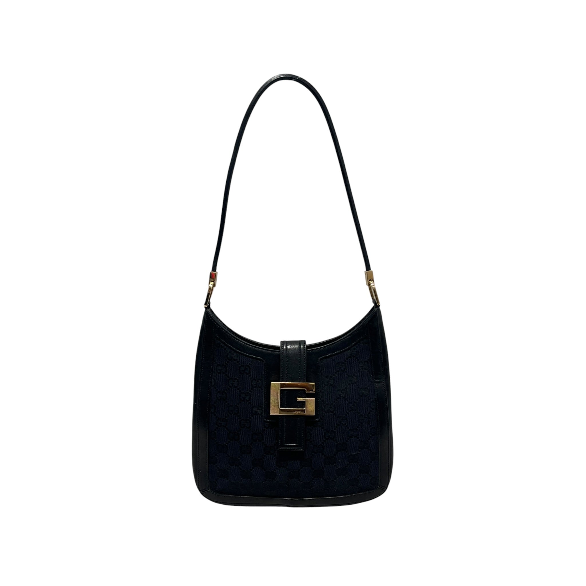 GUCCI/Bag/Monogram/Leather/BLK/VINTAGE BIG GOLD G view 1