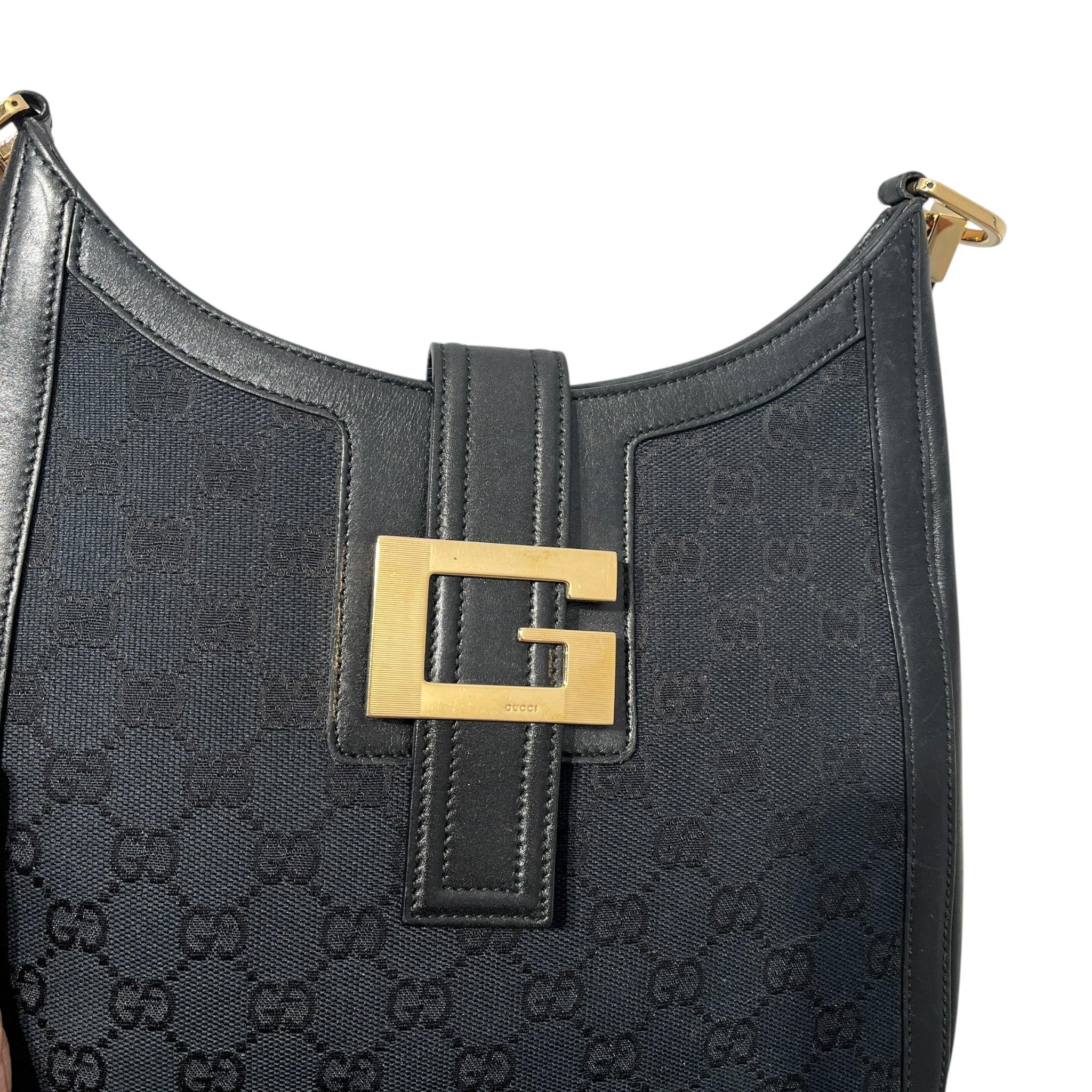 GUCCI/Bag/Monogram/Leather/BLK/VINTAGE BIG GOLD G view 8