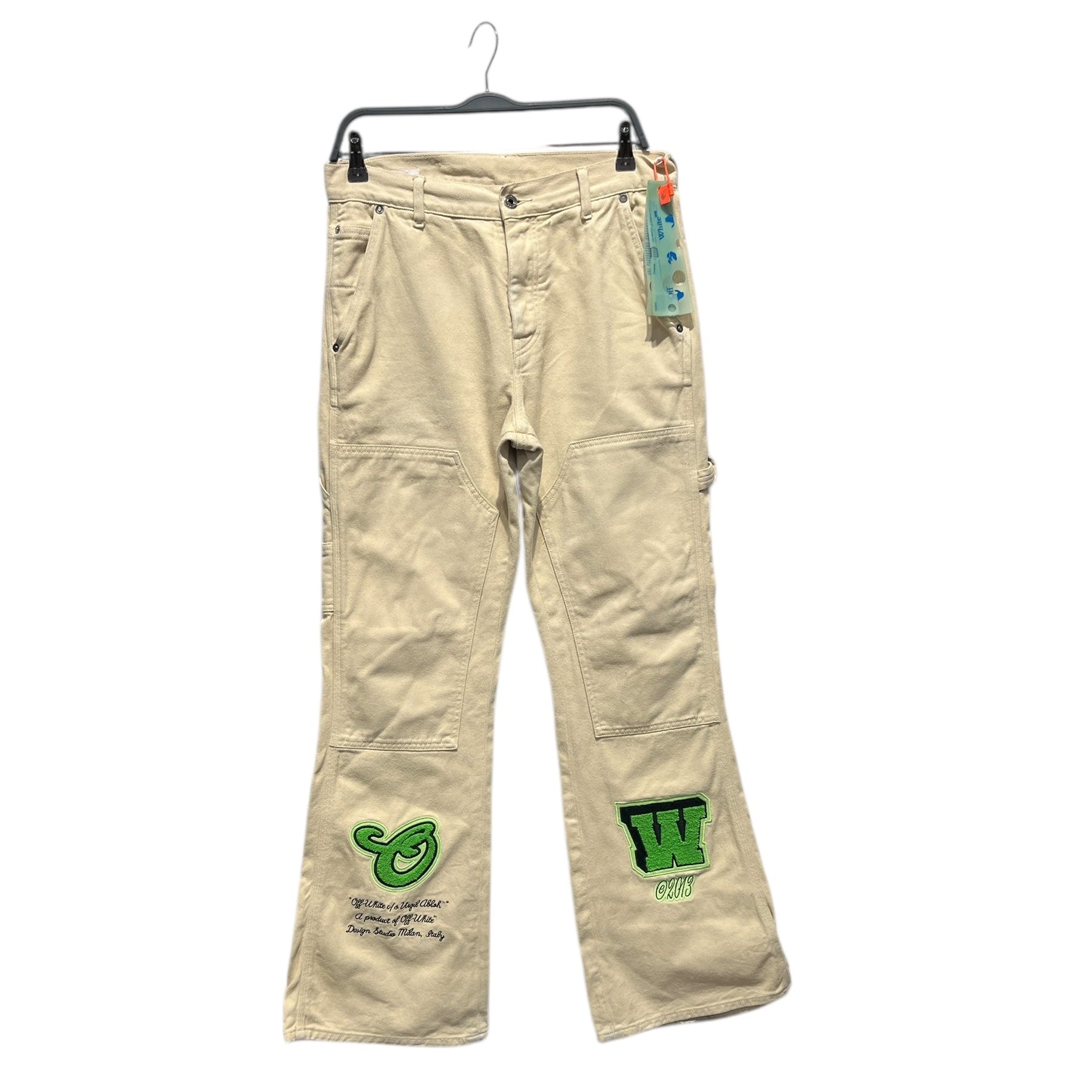 OFF-WHITE/Bootcut Pants/30/Cotton/WHT/Varsity Double Knee view 1