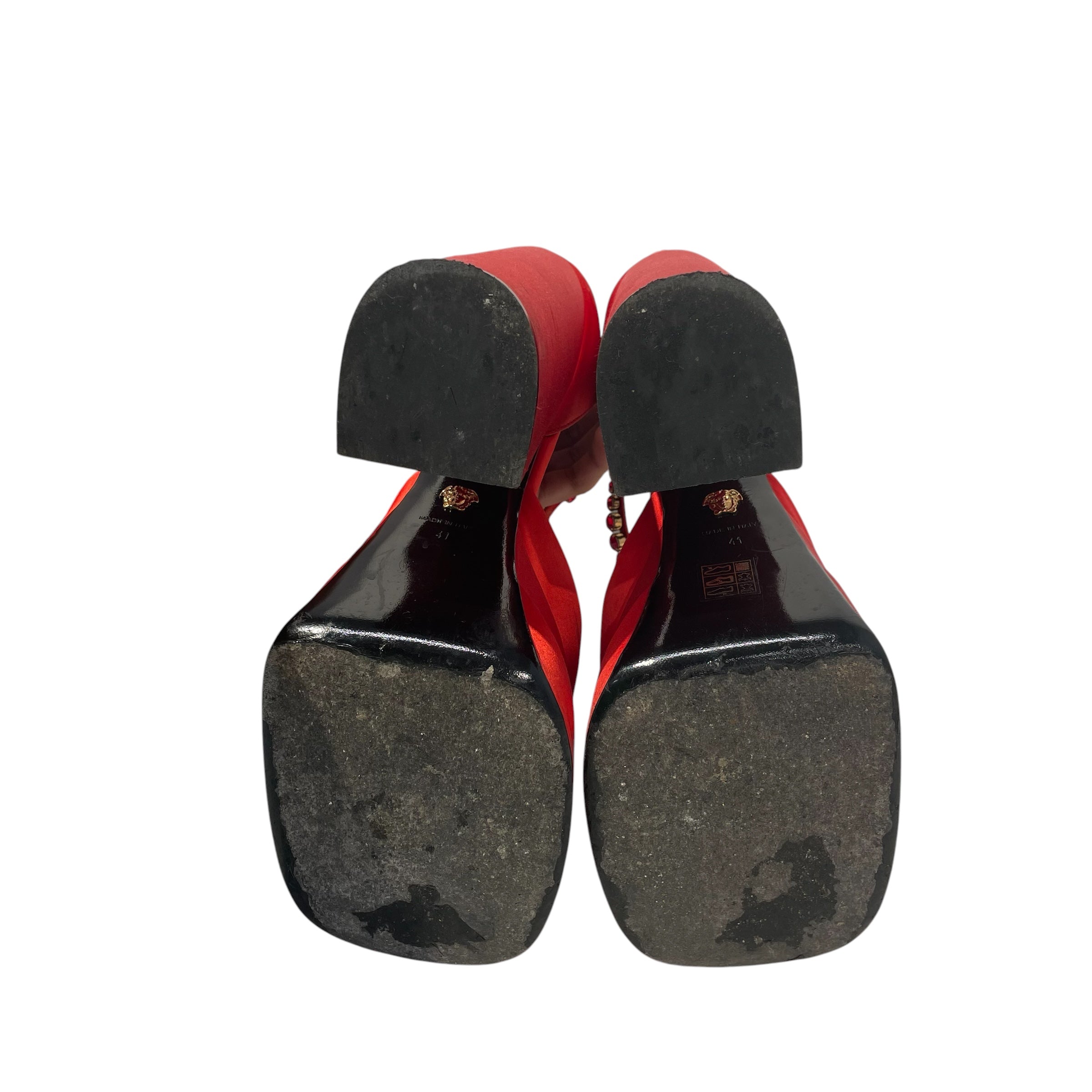 VERSACE/Heels/EU 41/Silk/RED/Ankle Strap/ view 4