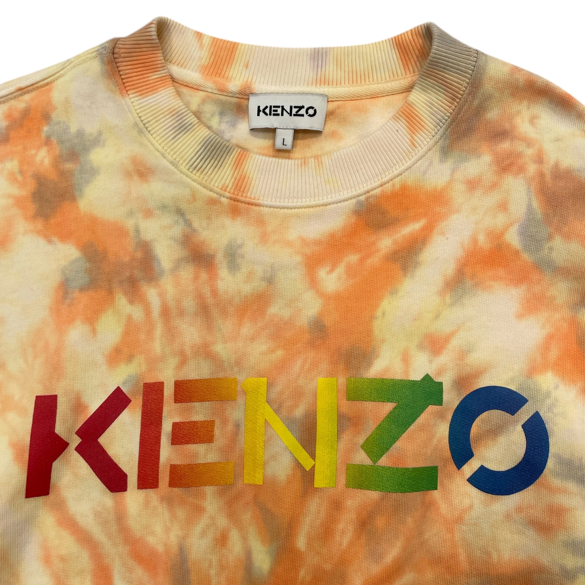 KENZO/Sweatshirt/L/All Over Print/Cotton/ORN/rainbow logo/tie-dye view 3