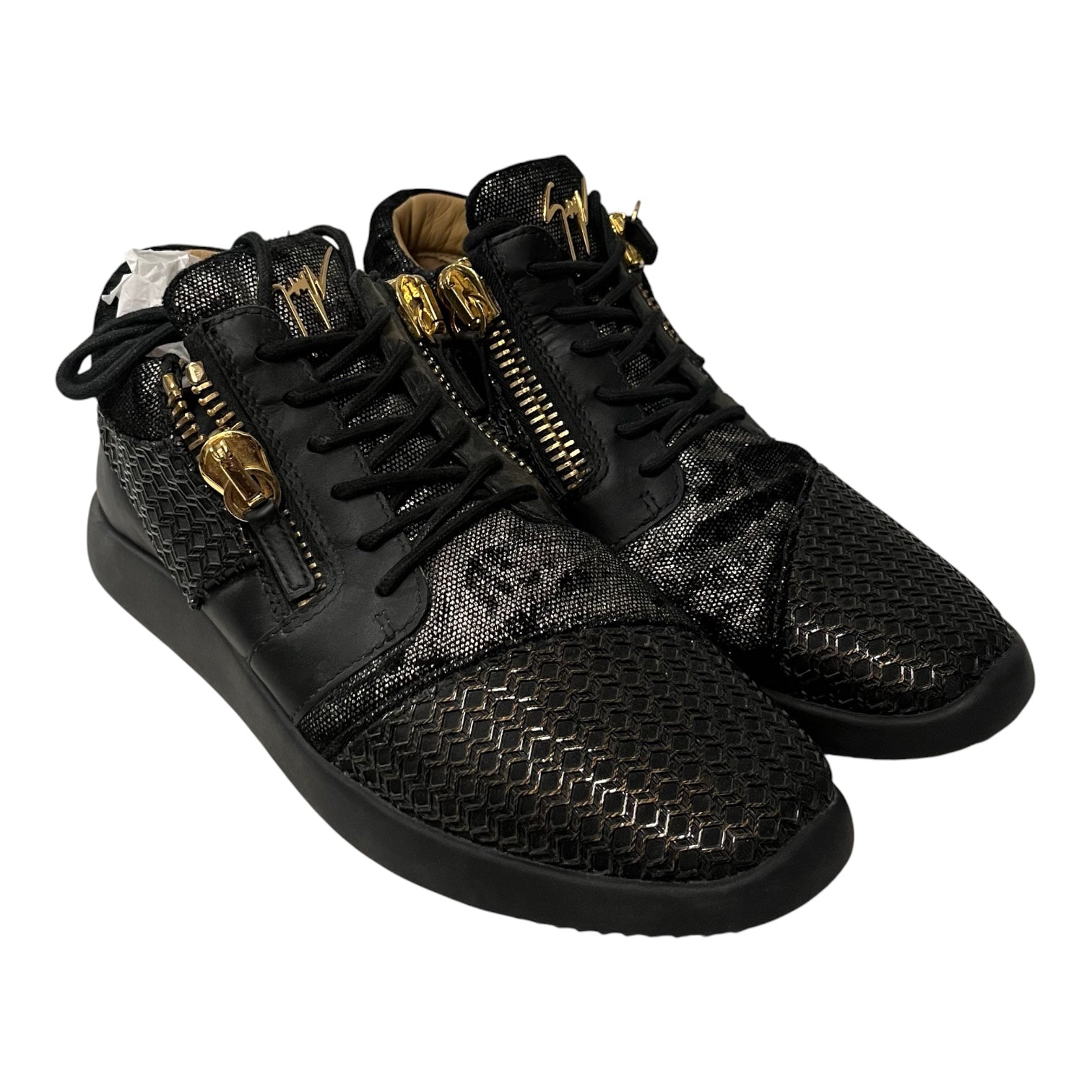 Giuseppe Zanotti/Low-Sneakers/EU 43/Leather/BLK/snakeskin gold sneakers view 1