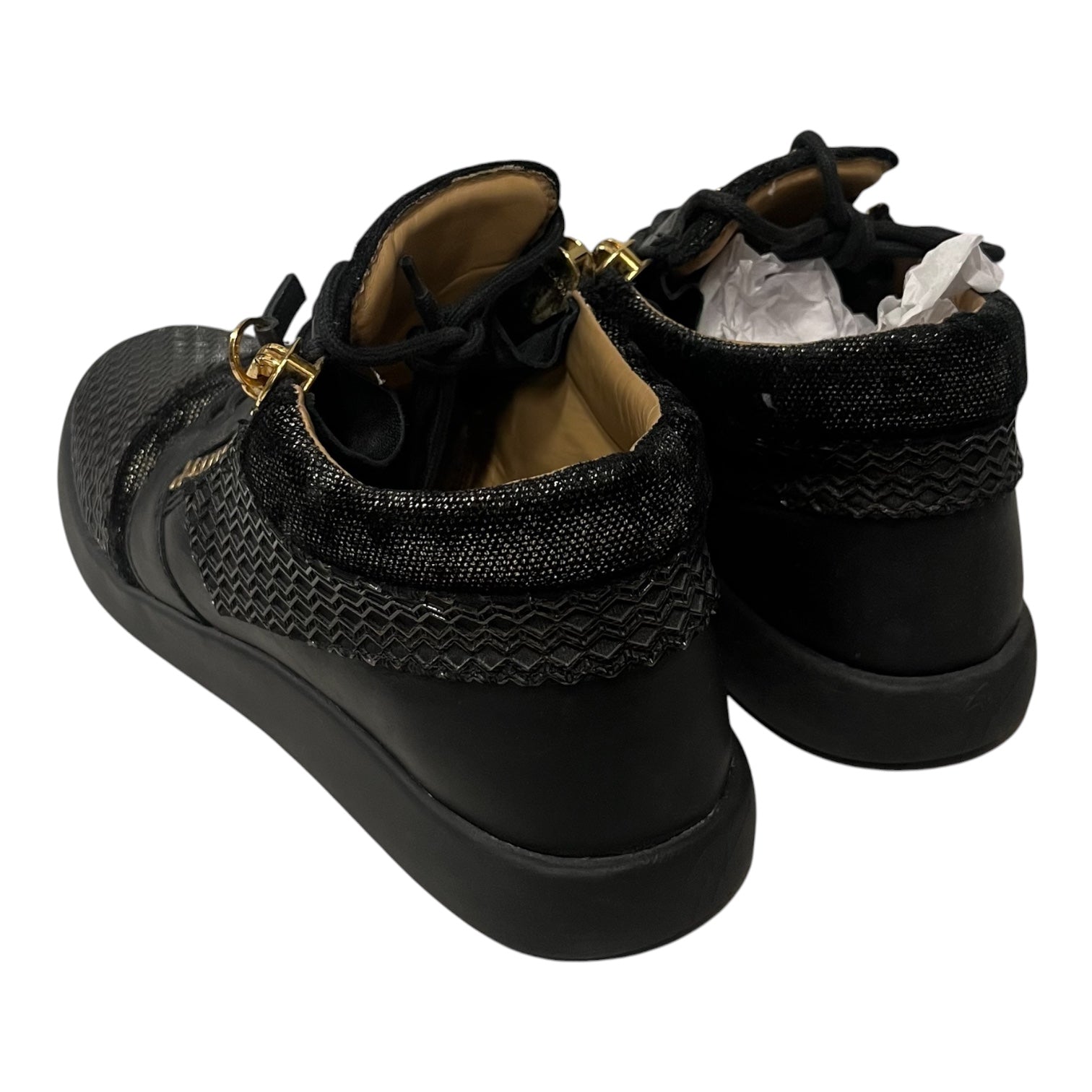 Giuseppe Zanotti/Low-Sneakers/EU 43/Leather/BLK/snakeskin gold sneakers view 2