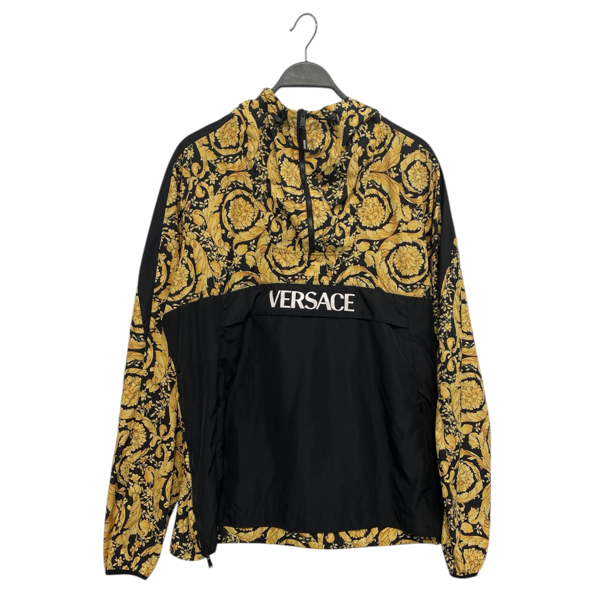 VERSACE/Windbreaker/XL/Polyester/BLK/All Over Print/ylw pattern/ qrtr zip/middle p view 1