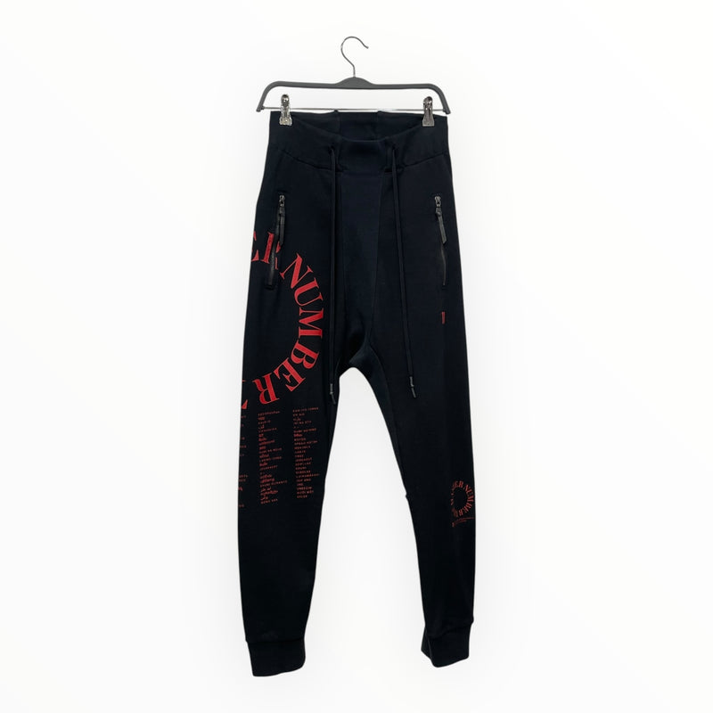 11 By Boris Bidjan Saberi/Pants/S/Cotton/BLK/All Over Print/NUMBER THE MASTER