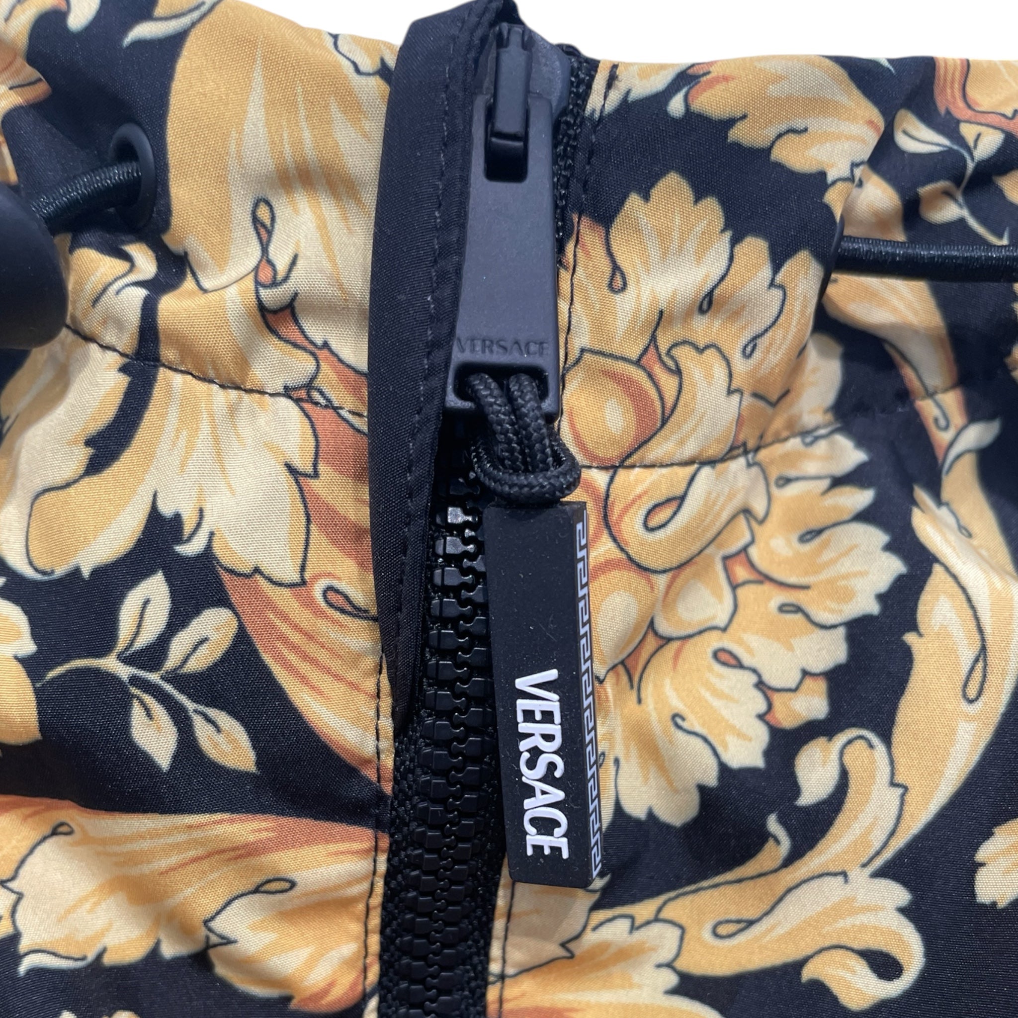 VERSACE/Windbreaker/XL/Polyester/BLK/All Over Print/ylw pattern/ qrtr zip/middle p view 4