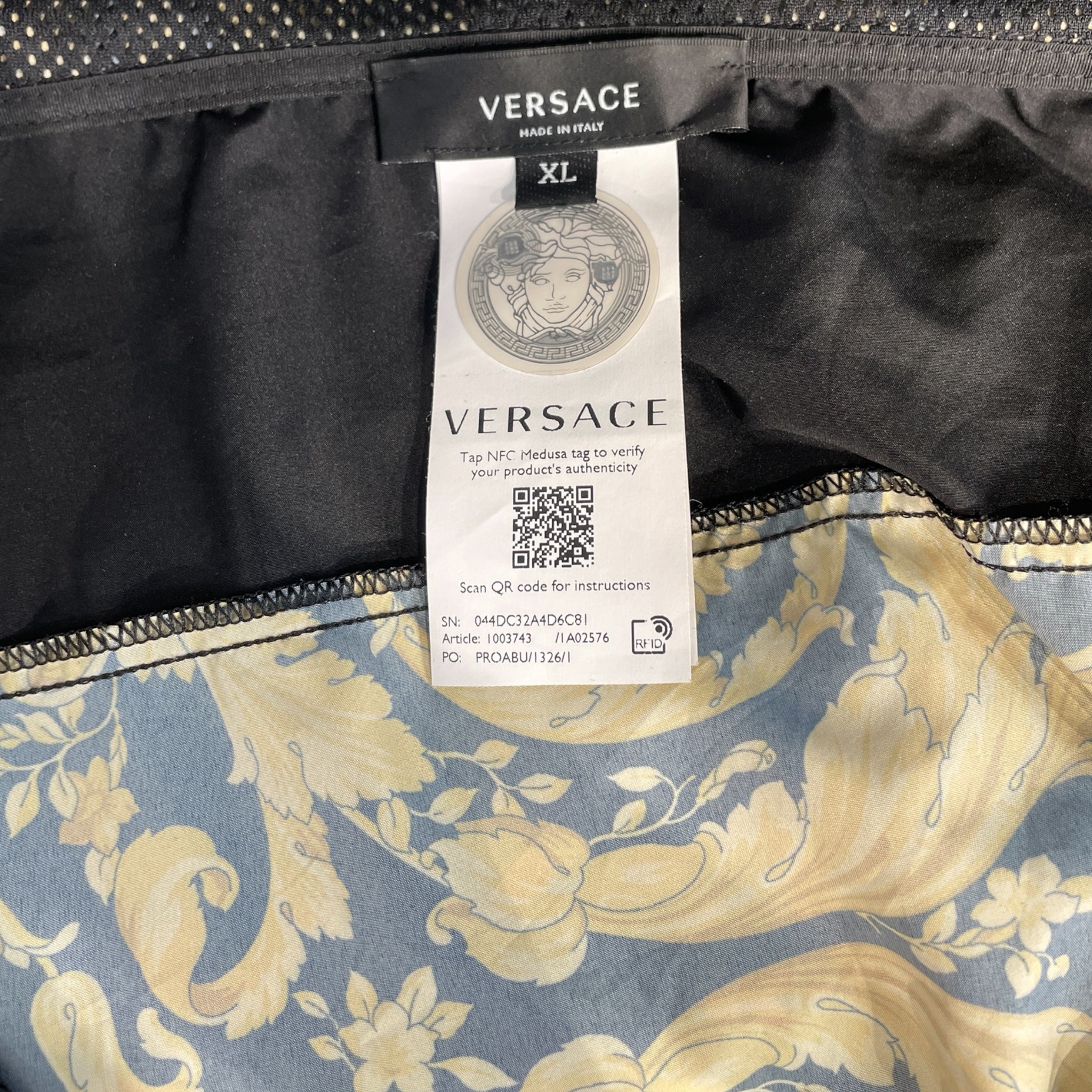VERSACE/Windbreaker/XL/Polyester/BLK/All Over Print/ylw pattern/ qrtr zip/middle p view 5