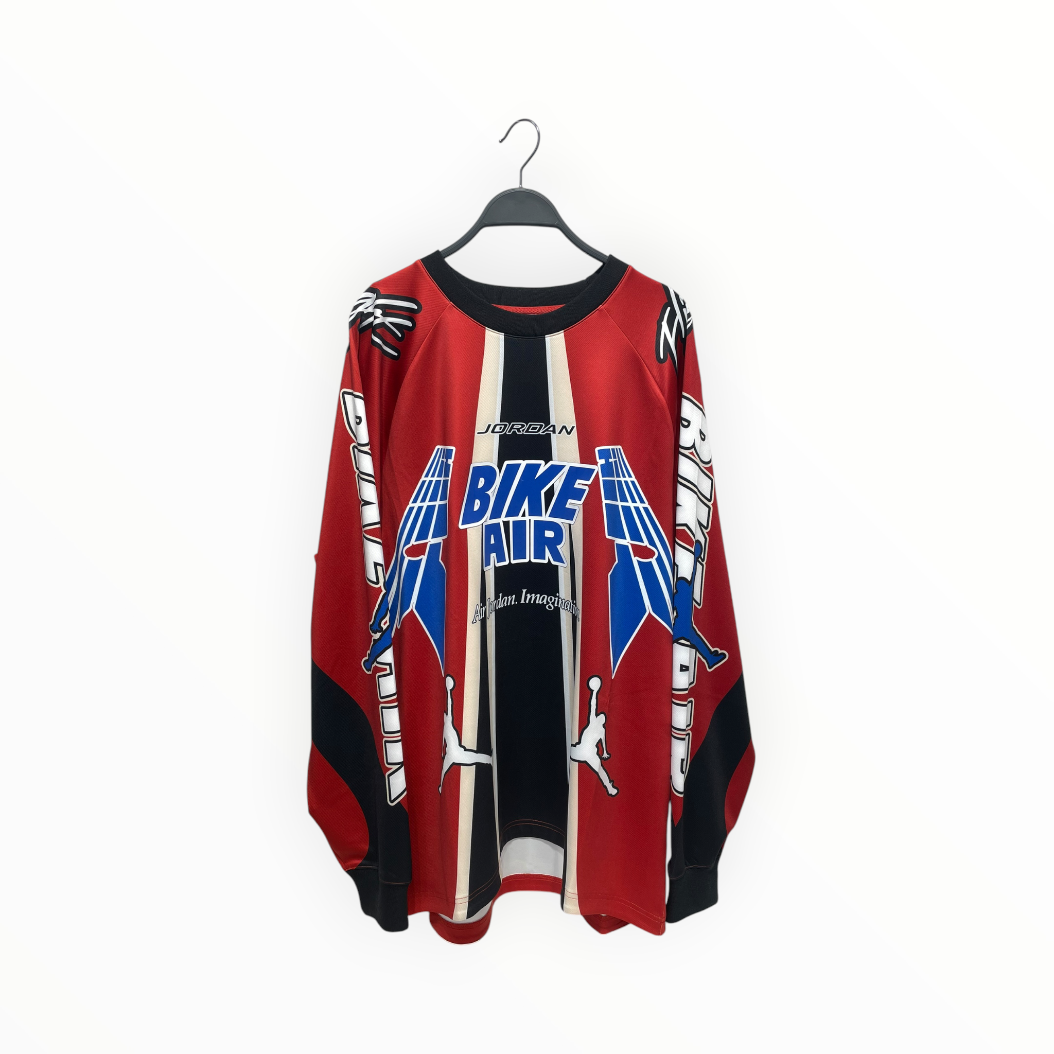NIKE/LS T-Shirt/L/Polyester/BLK/Stripe/bike air view 1