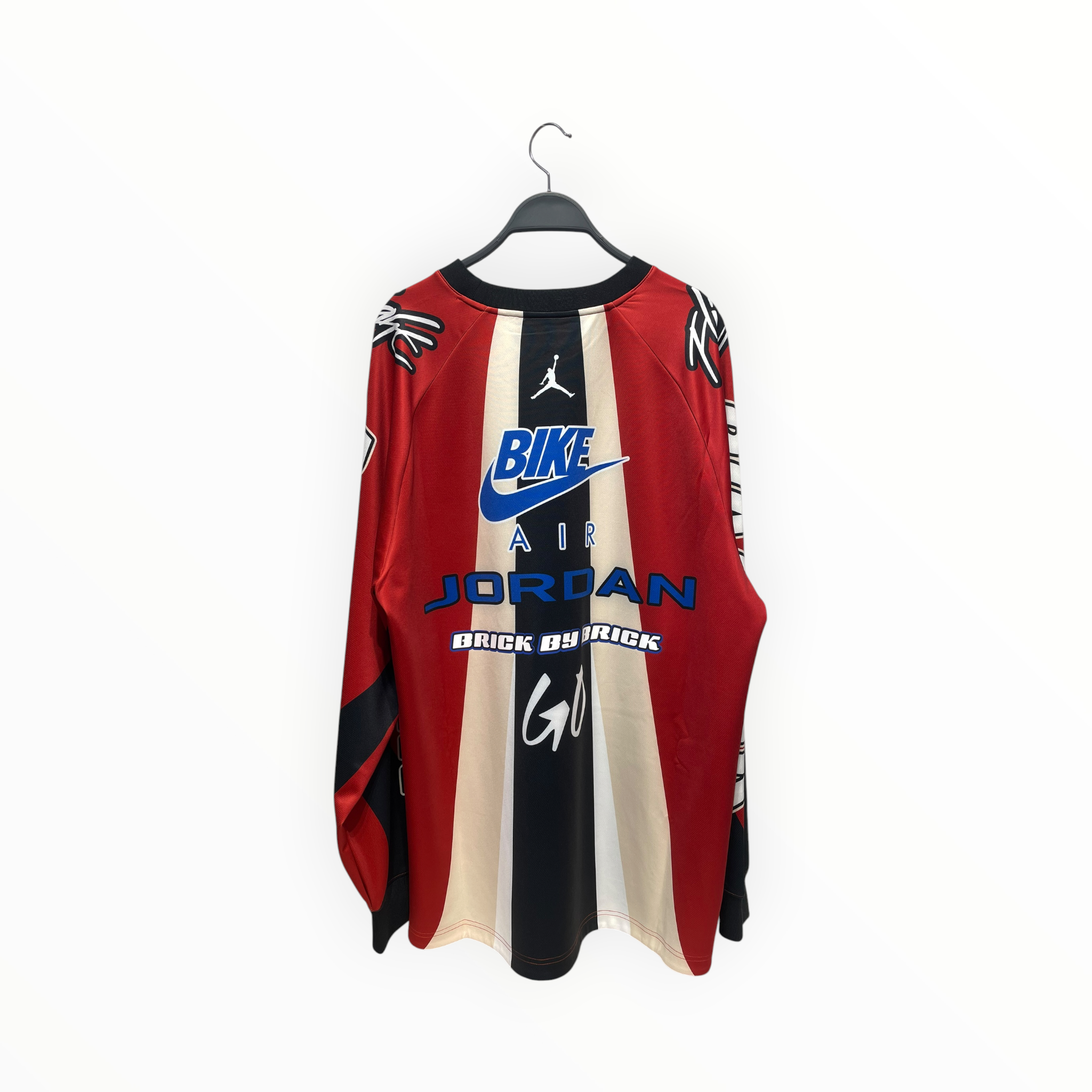 NIKE/LS T-Shirt/L/Polyester/BLK/Stripe/bike air view 2