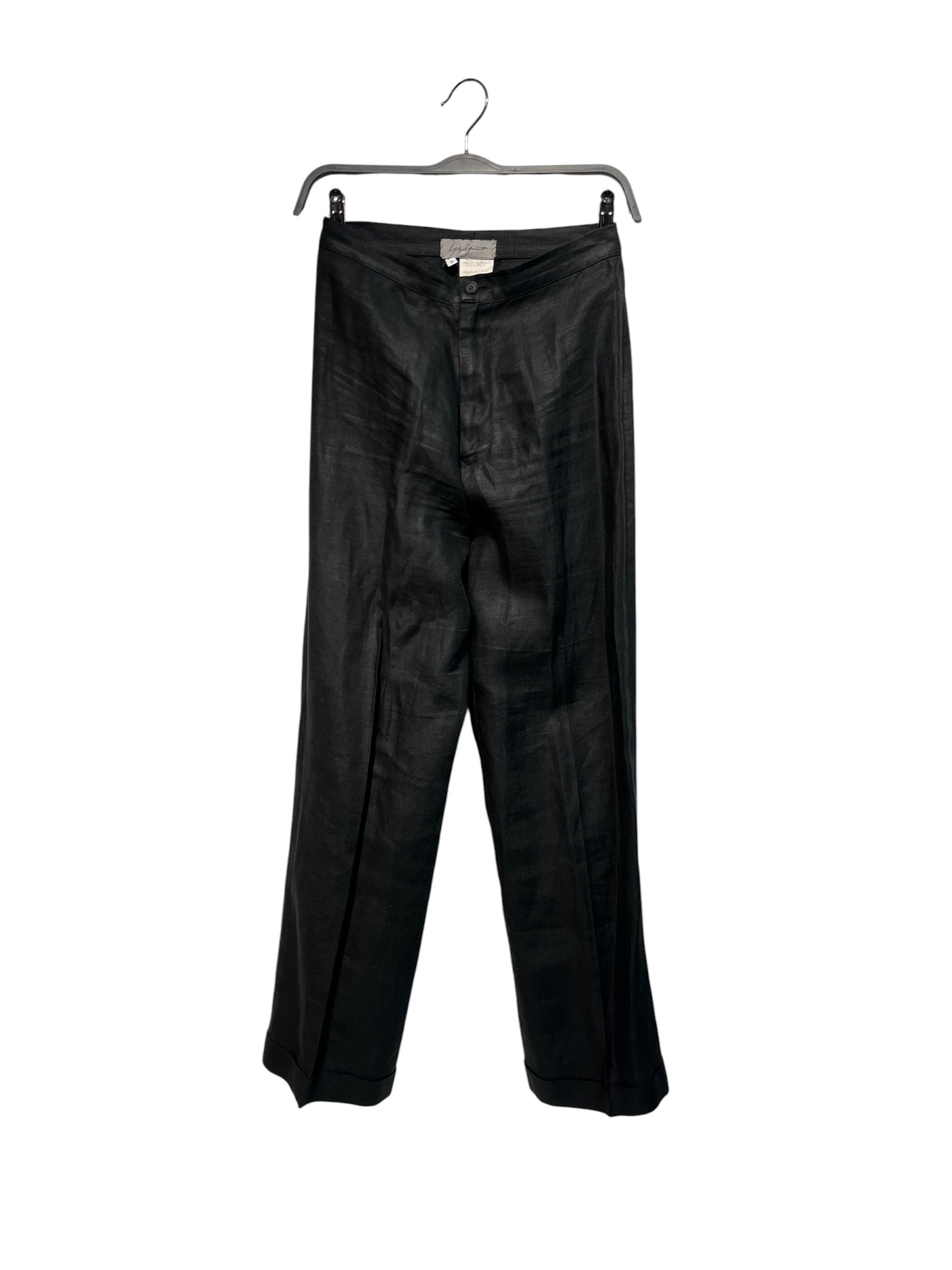 YOHJI YAMAMOTO/Bottoms/S/Linen/BLK/ view 1