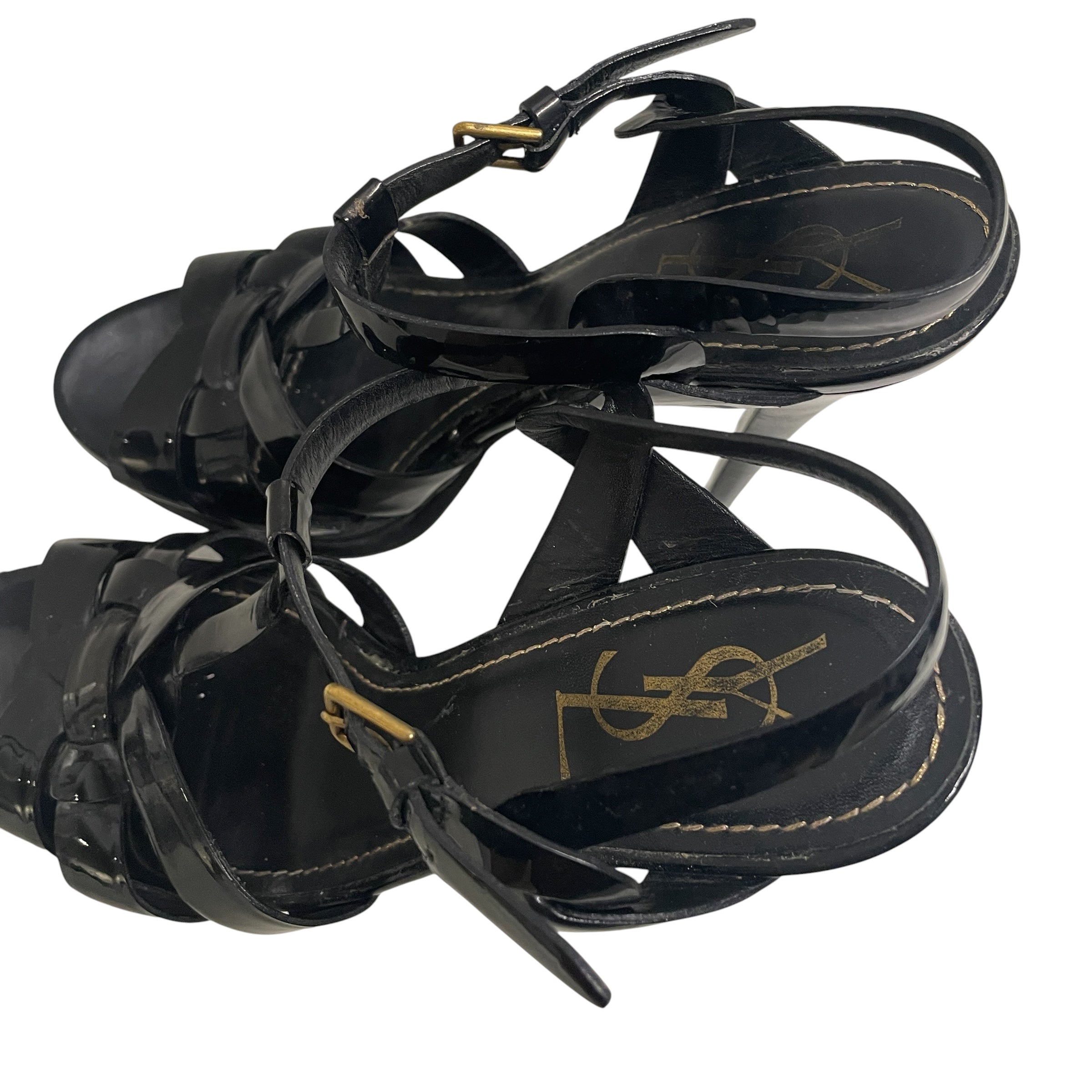 YVES SAINT LAURENT/Heels/US 8/Leather/BLK/all blk heels view 3