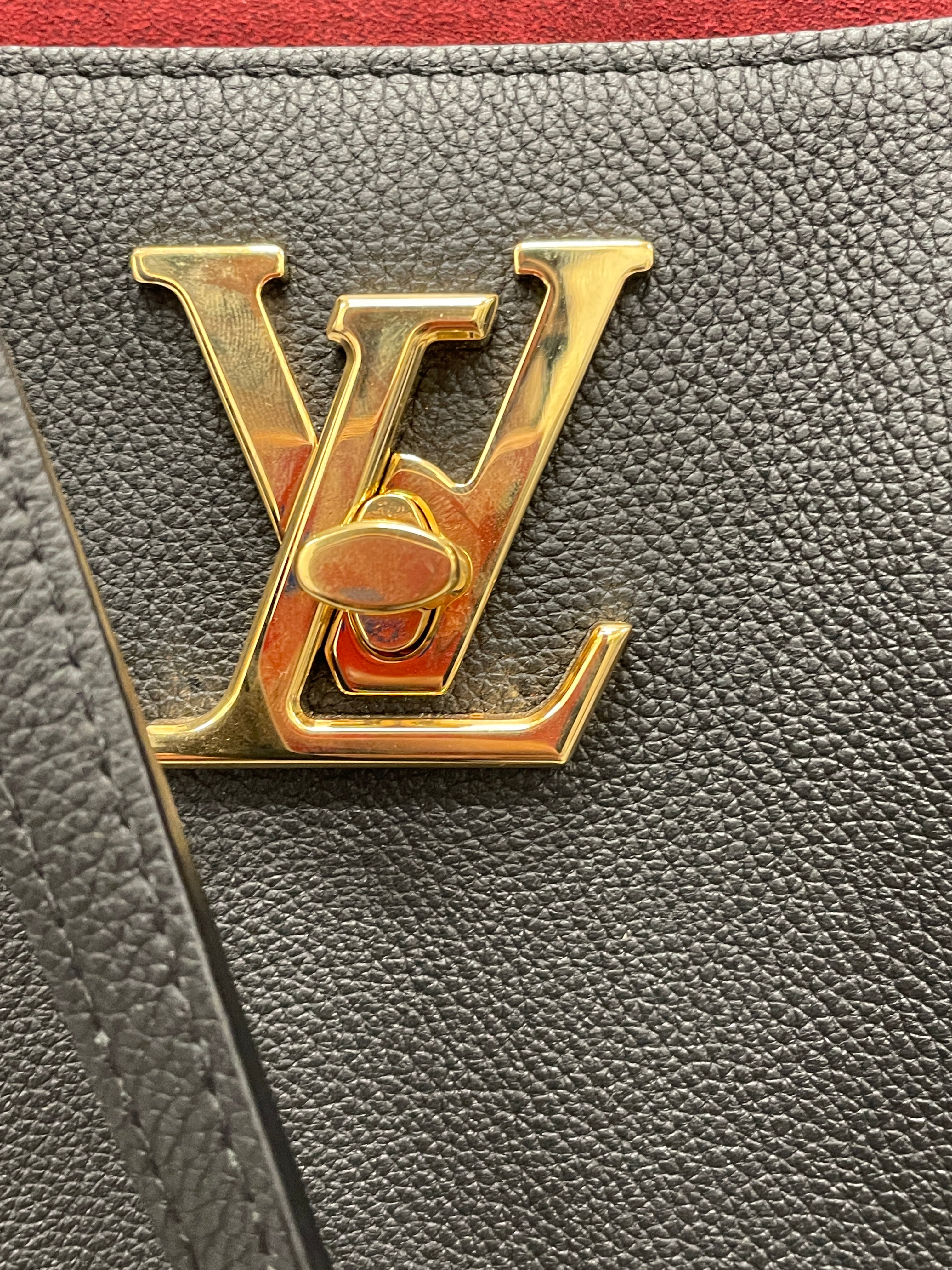 LOUIS VUITTON/Tote Bag/Leather/BLK/LOCKME SHOPPER/GOLD/RED LINING view 6