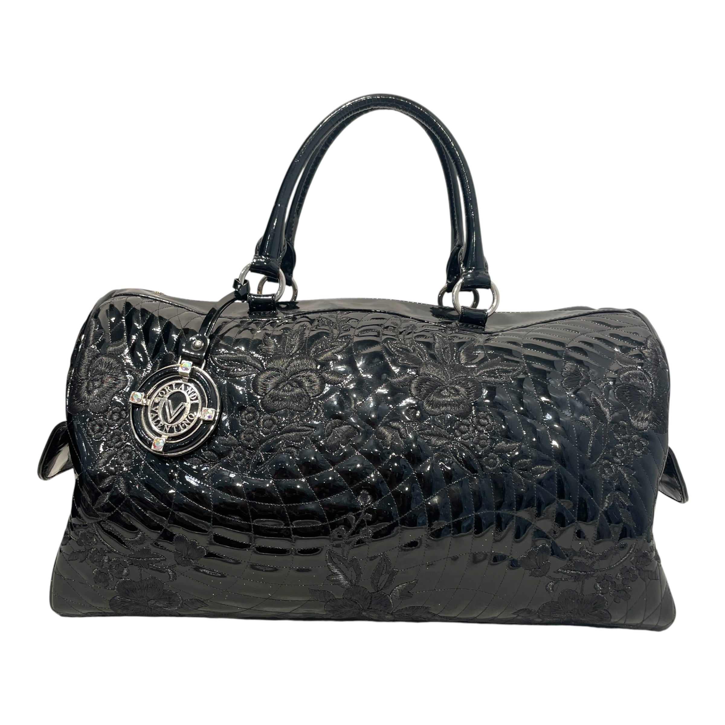 Orlandi Valentino/Luggage/Leather/BLK/Floral Lace Patent Duffel Bag view 1